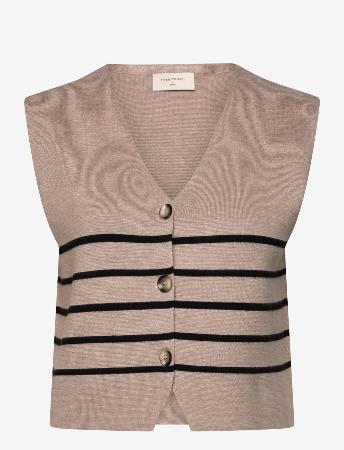 FREE/QUENT - Waistcoat - simply taupe mel. w. black - 0