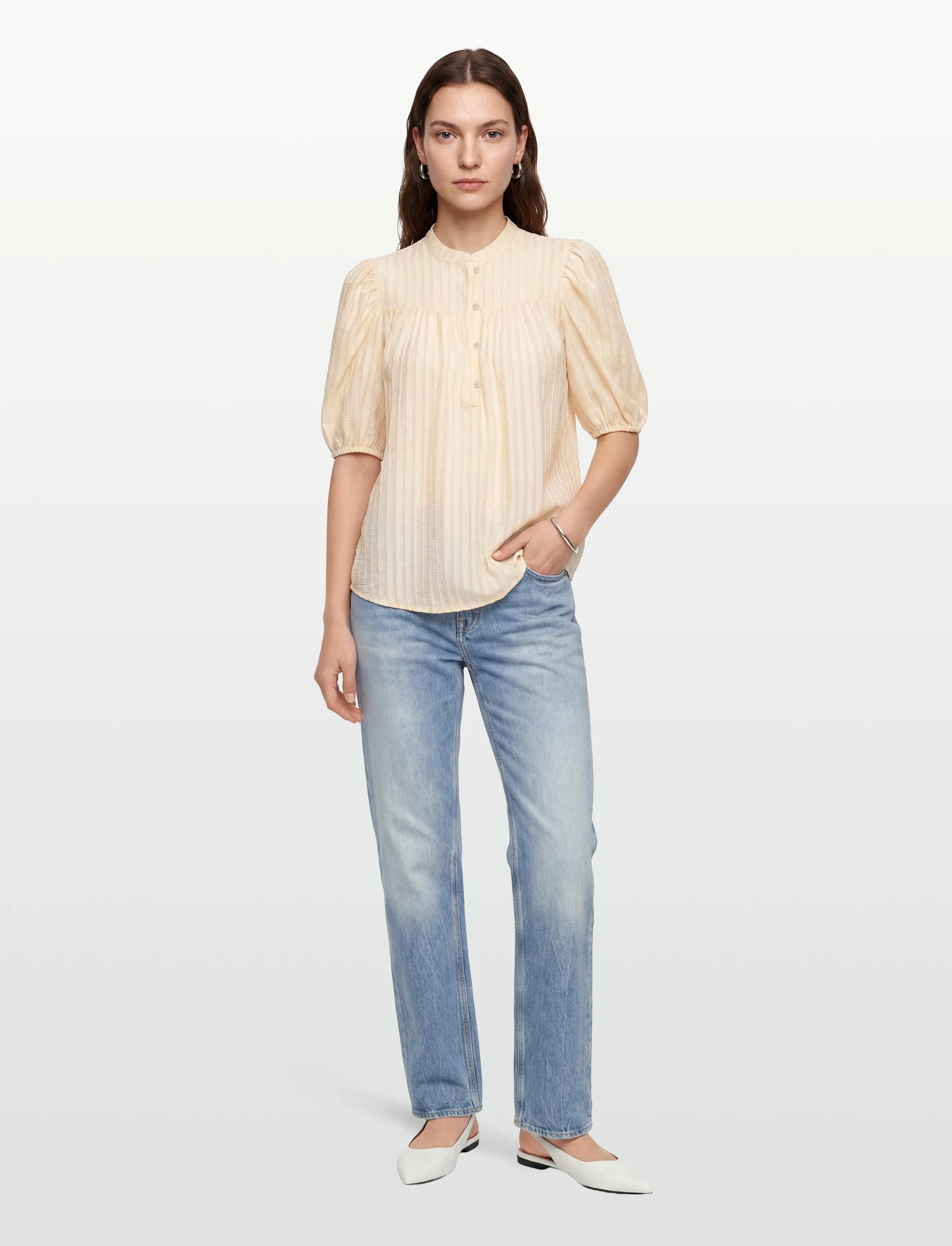 FREE/QUENT Fqebella-Blouse, XXL, Blouses, Creme - Short-sleeved, Frauen