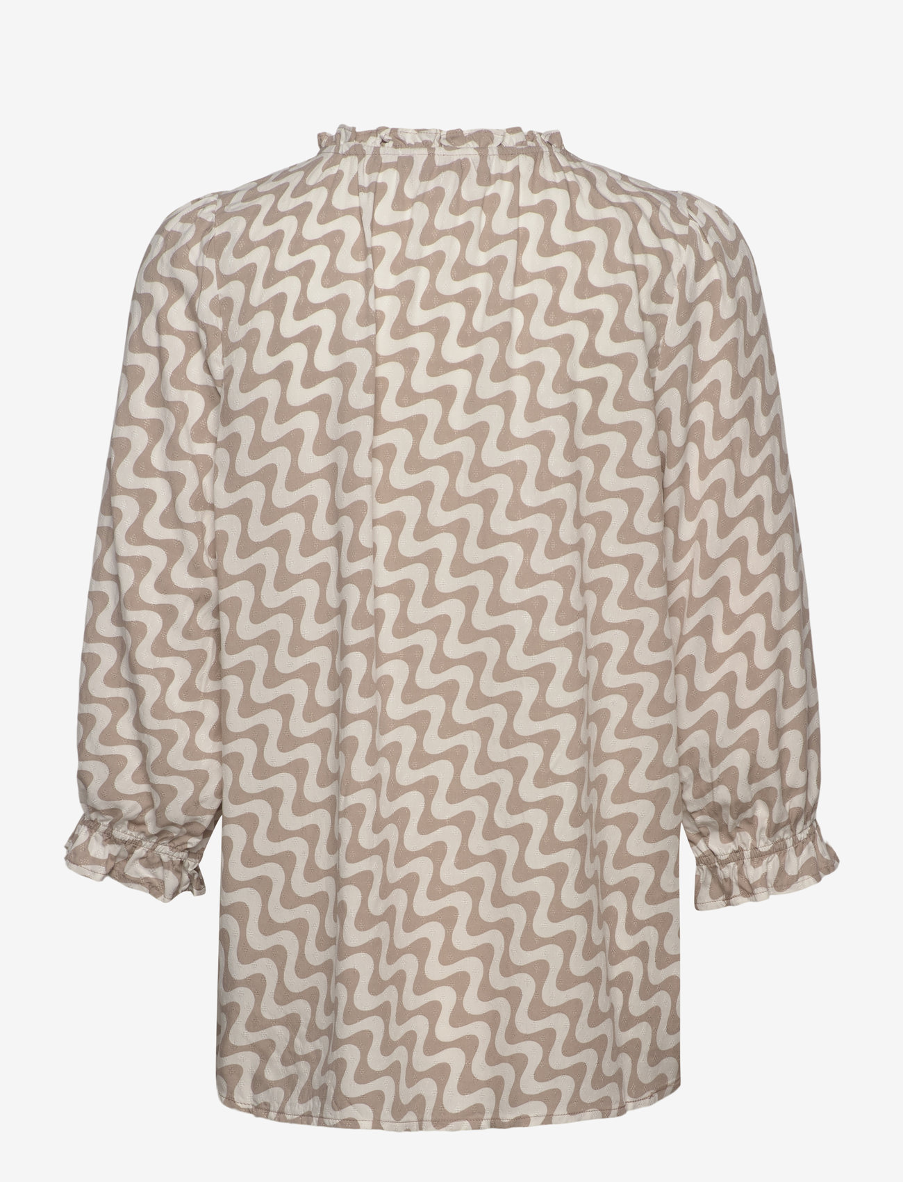 FREE/QUENT - Blouse - kortärmade blusar - star off-white w. simply taupe - 1