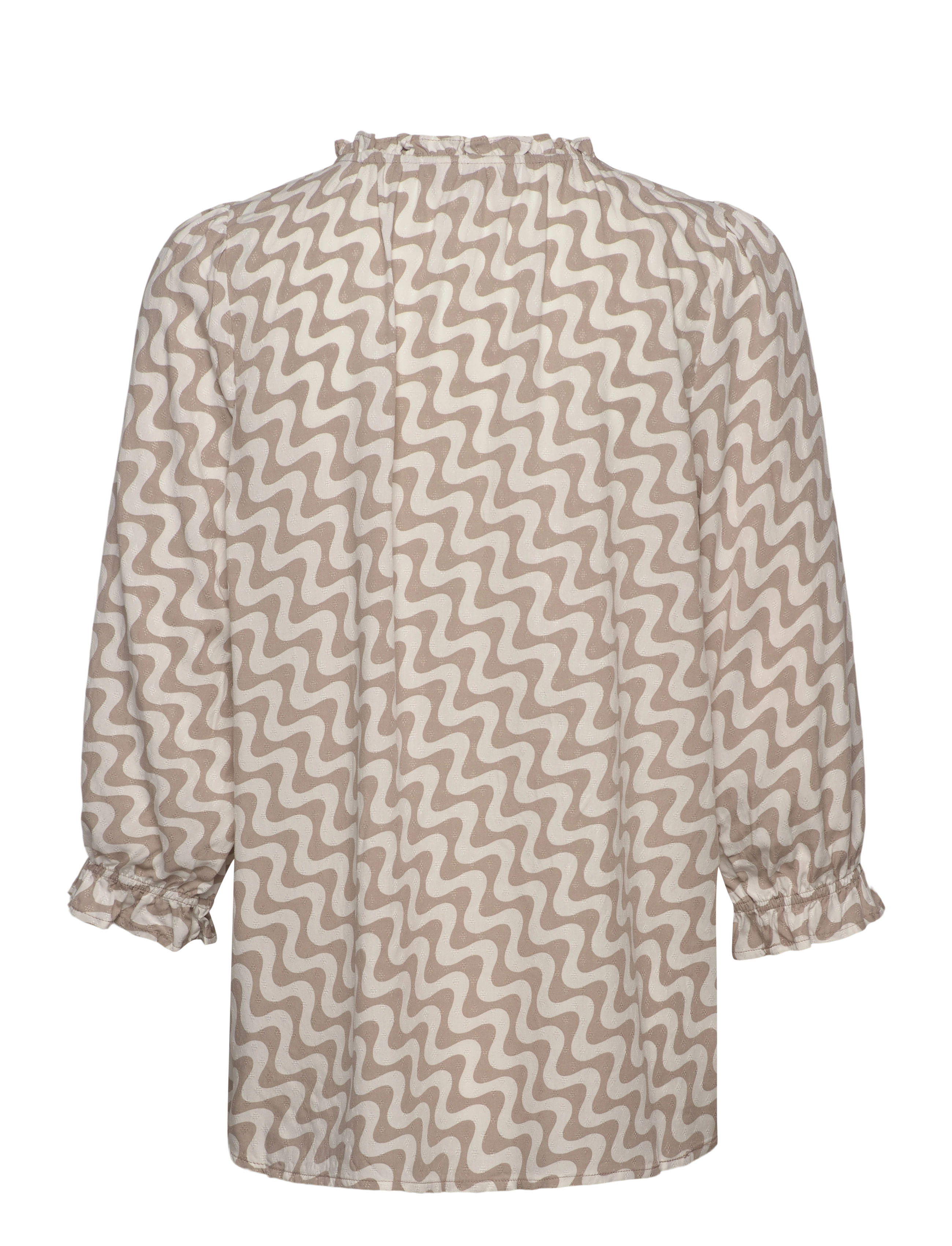 FREE/QUENT - Blouse - kurzämlige blusen - star off-white w. simply taupe - 1