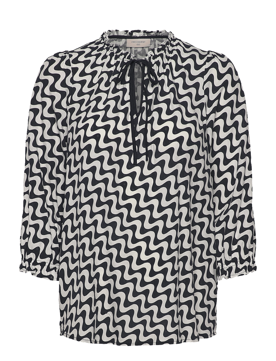 FREE/QUENT - Blouse - lühikeste varrukatega pluusid - star off-white w. navy blazer - 1