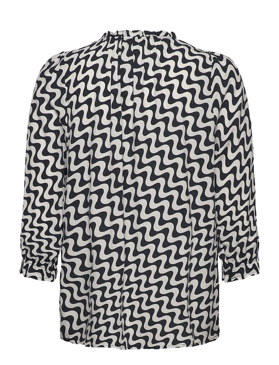 FREE/QUENT - Blouse - lühikeste varrukatega pluusid - star off-white w. navy blazer - 2