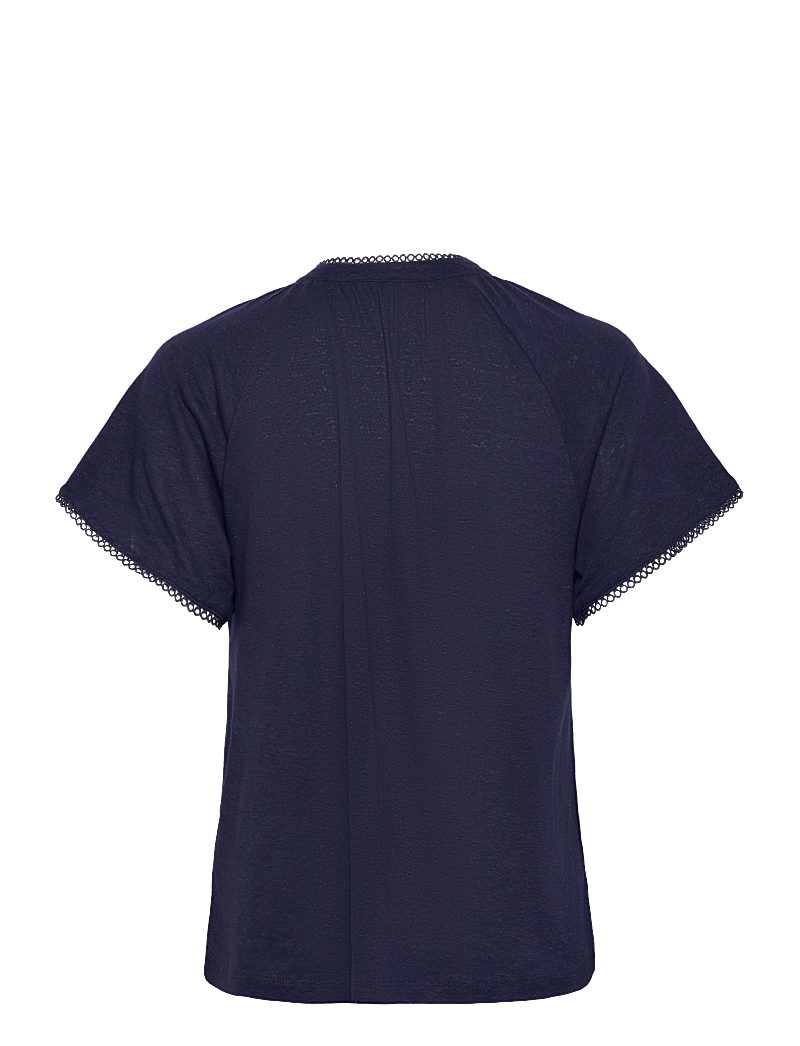 FREE/QUENT - T-shirt from Freequent in a soft linen material. The T-shirt has fine back pleat - t-shirts - navy blazer - 1