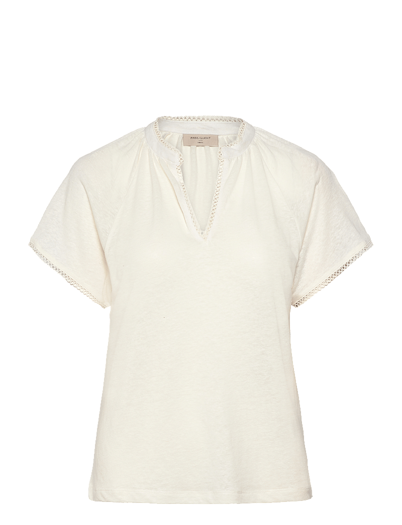 FREE/QUENT - T-shirt from Freequent in a soft linen material. The T-shirt has fine back pleat - star off-white - 0