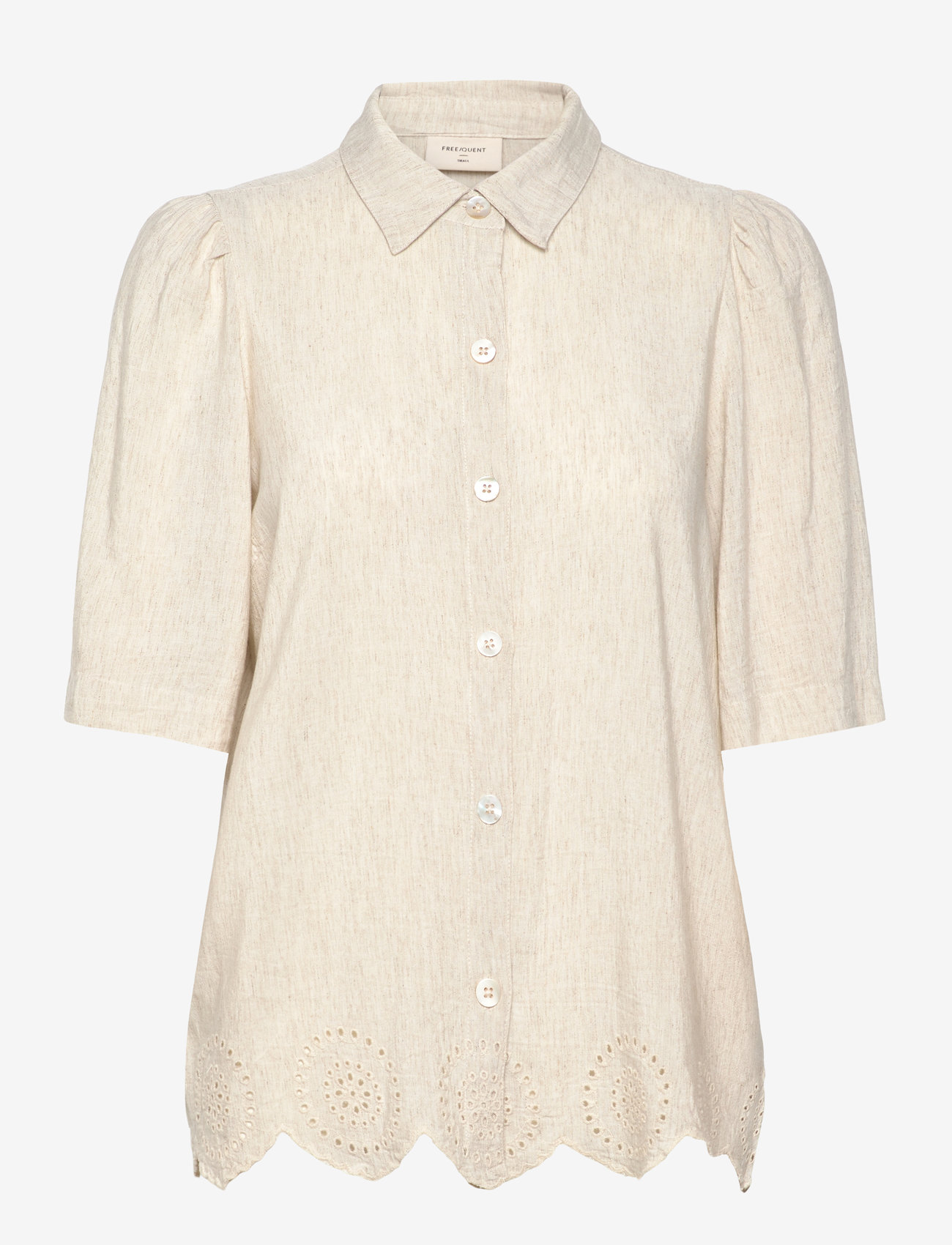 FREE/QUENT - Blouse from Freequent in a soft material. The blouse has lovely front buttons, s - koszule z krótkim rękawem - moonbeam melange - 0