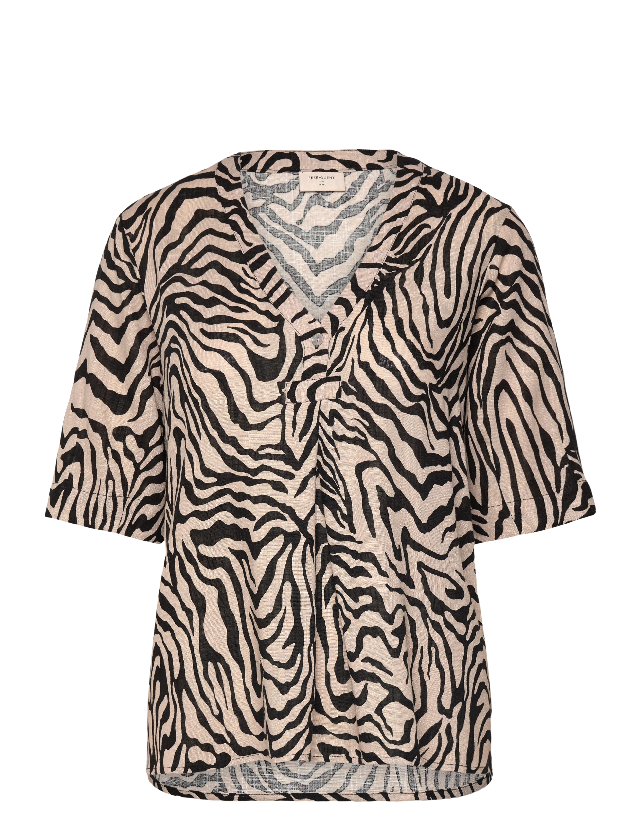 FREE/QUENT Bluse From Freequent In A Hell Und Soft Material With Animal Print. The Bluse Schwarz - XS - Damen