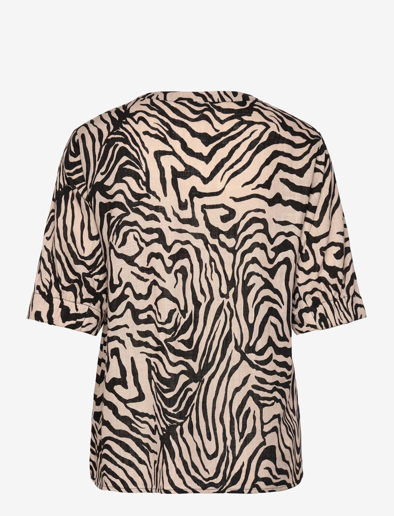 FREE/QUENT - Blouse from Freequent in a light and soft material with animal print. The blouse - kortærmede bluser - simply taupe w. black - 1