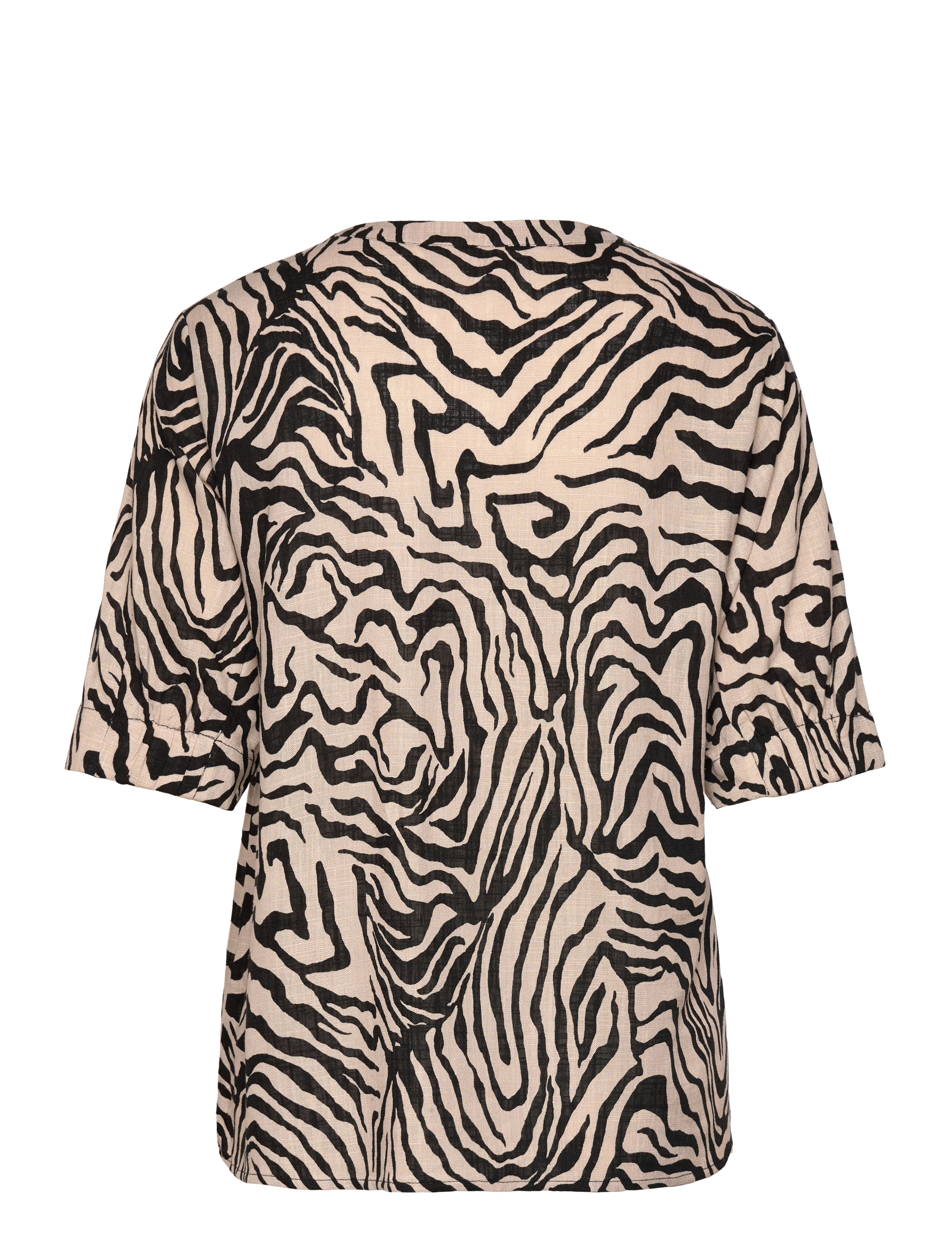 FREE/QUENT - Blouse from Freequent in a light and soft material with animal print. The blouse - short-sleeved blouses - simply taupe w. black - 2