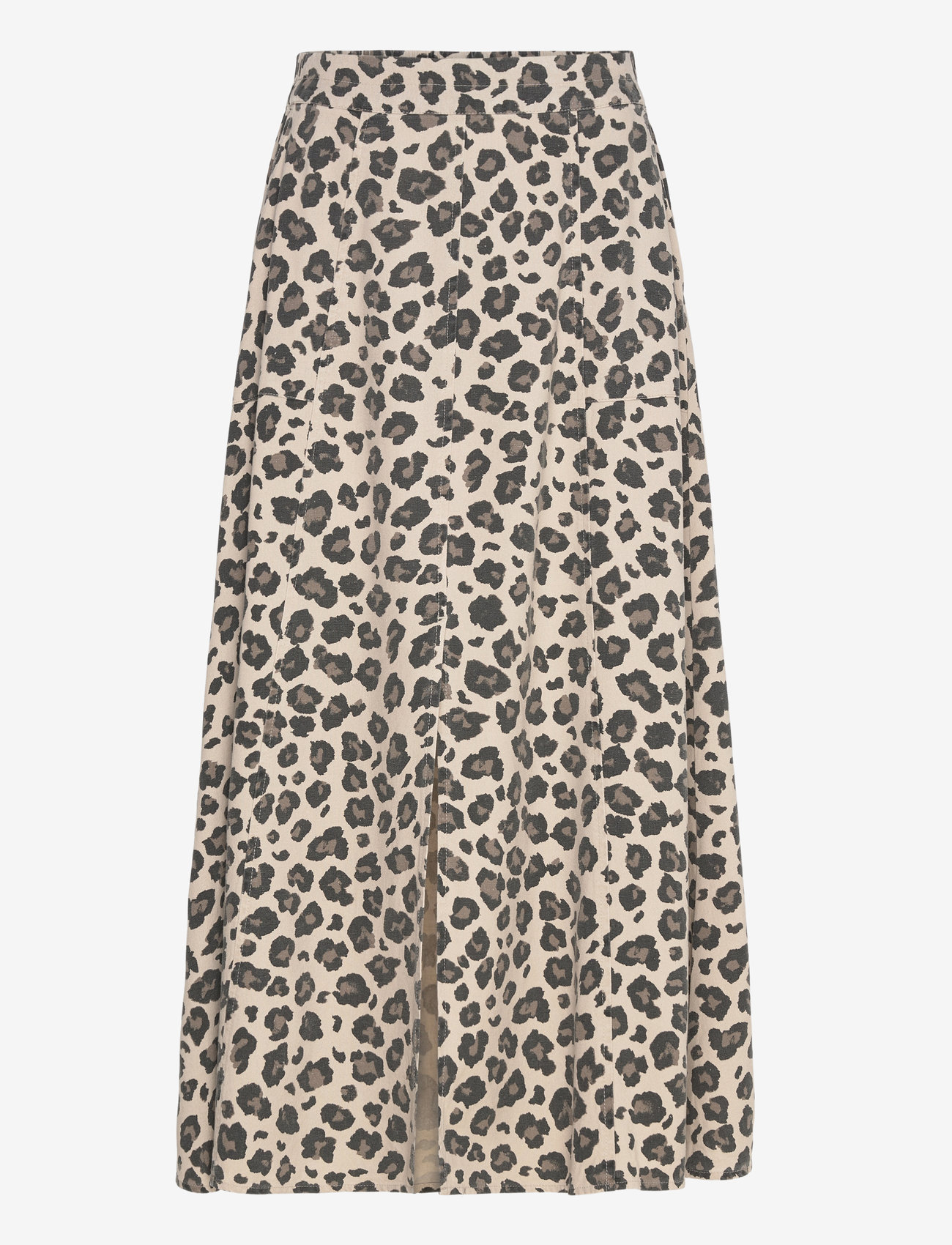 FREE/QUENT - Maxi skirt from Freequent in a soft material with allover leopard print. The ski - midi-röcke - sand melange w. black - 1