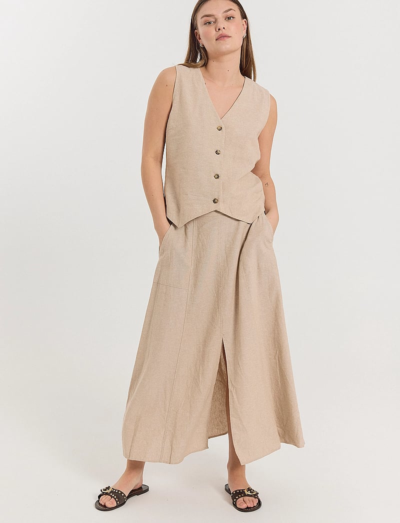 FREE/QUENT - FQLAVA-SKIRT - maxi röcke - sand melange - 0