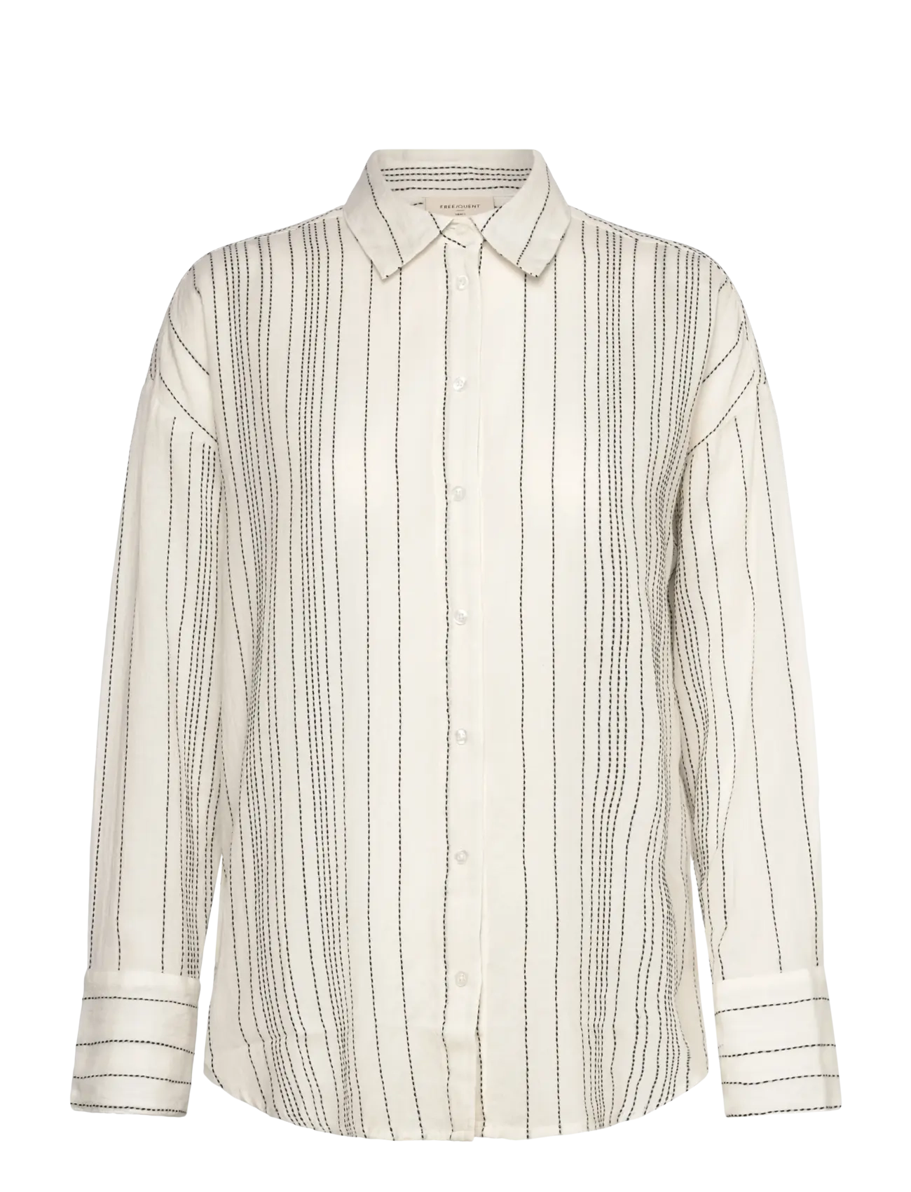 FREE/QUENT Shirt - Transitional Layering - OFF-WHITE W. BLACK / cream