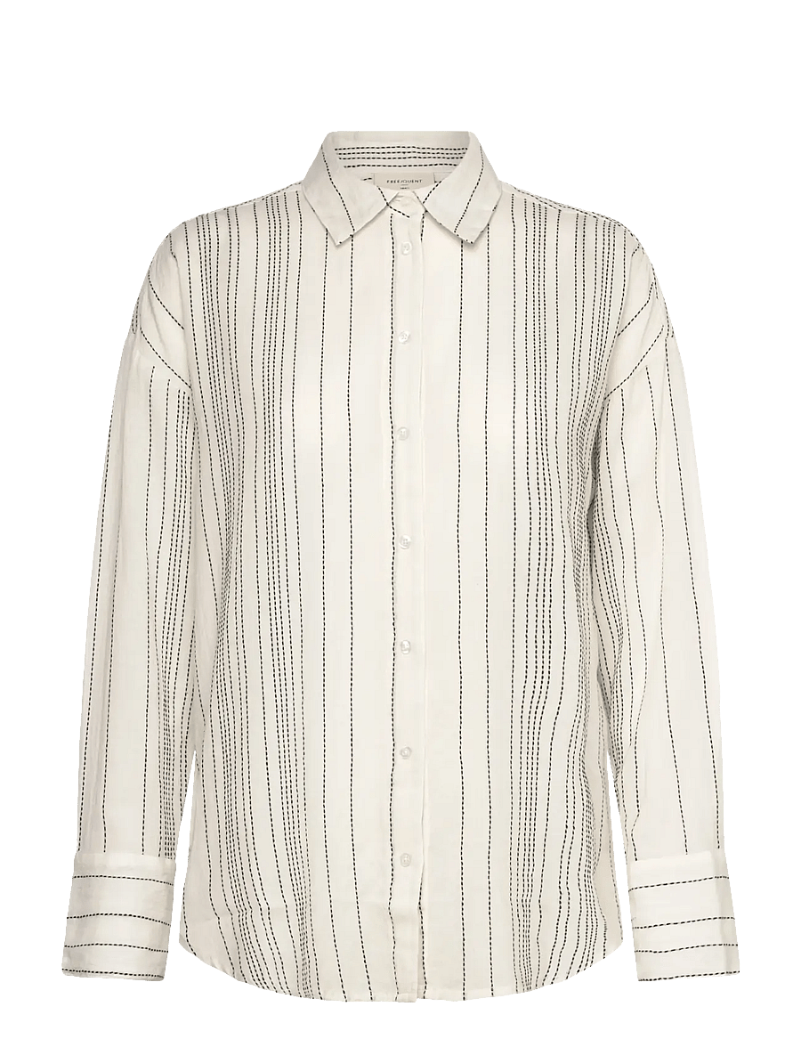 FREE/QUENT - Shirt - overhemden met lange mouwen - off-white w. black - 0