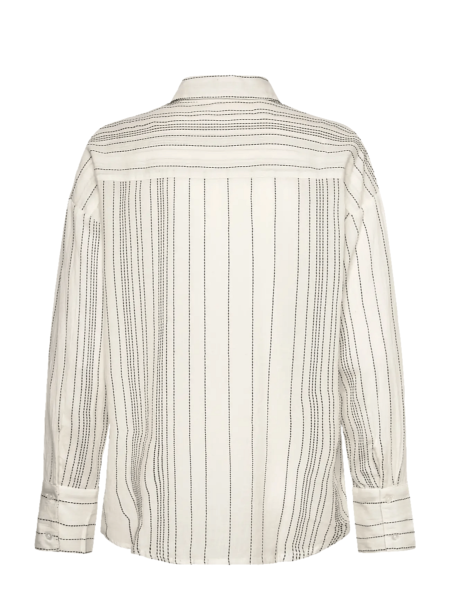 FREE/QUENT - Shirt - overhemden met lange mouwen - off-white w. black - 1