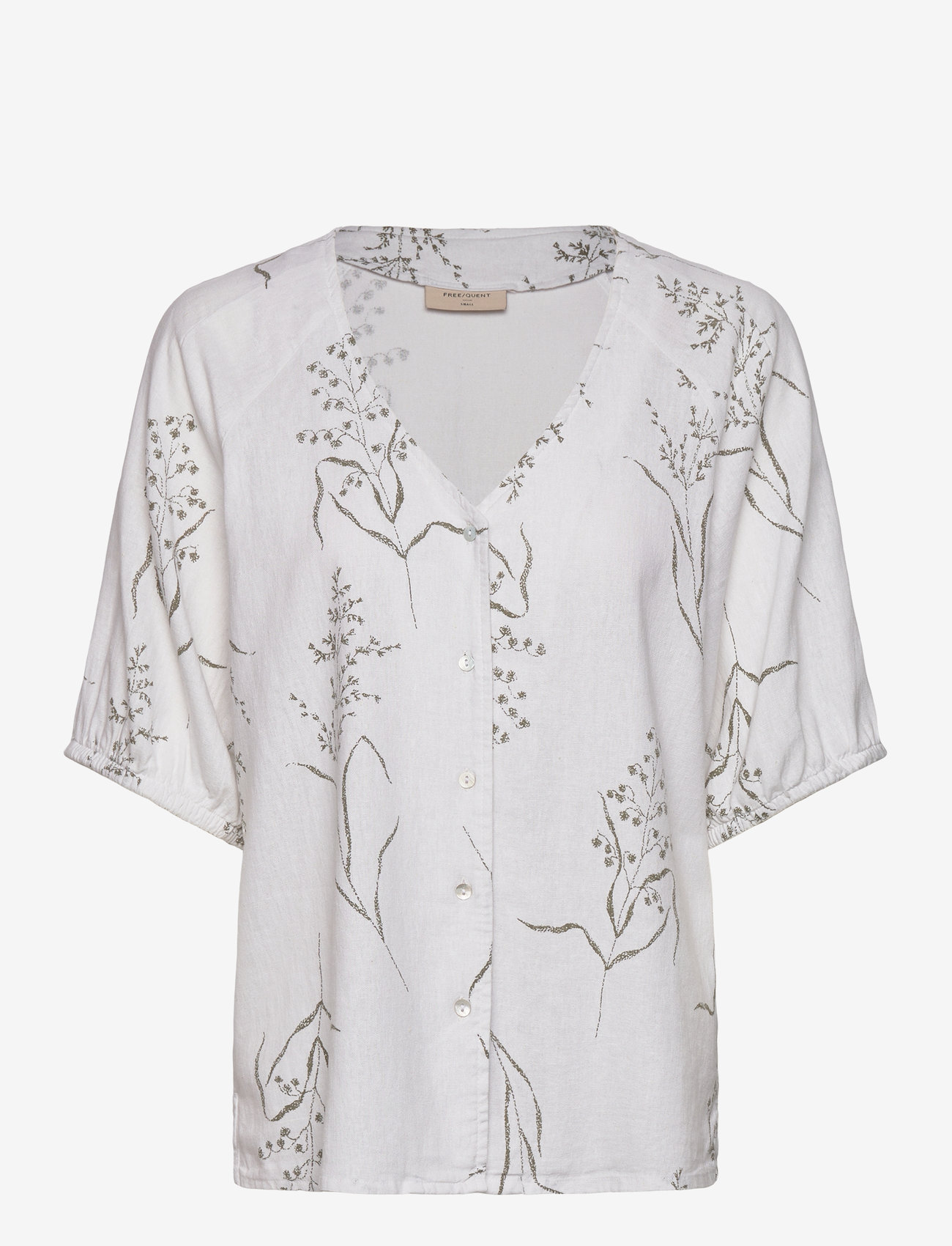 FREE/QUENT - FQLALUNA-BLOUSE - kortärmade blusar - brilliant white w deep l green - 1