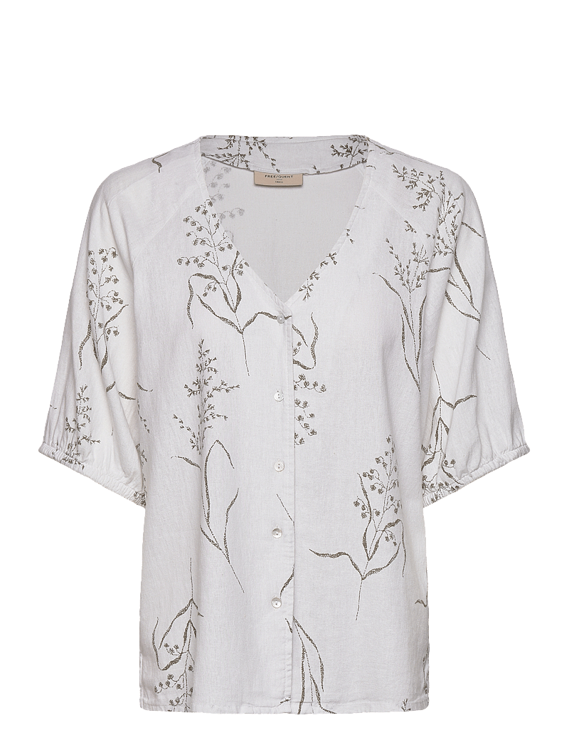 FREE/QUENT - FQLALUNA-BLOUSE - kortärmade blusar - brilliant white w deep l green - 1