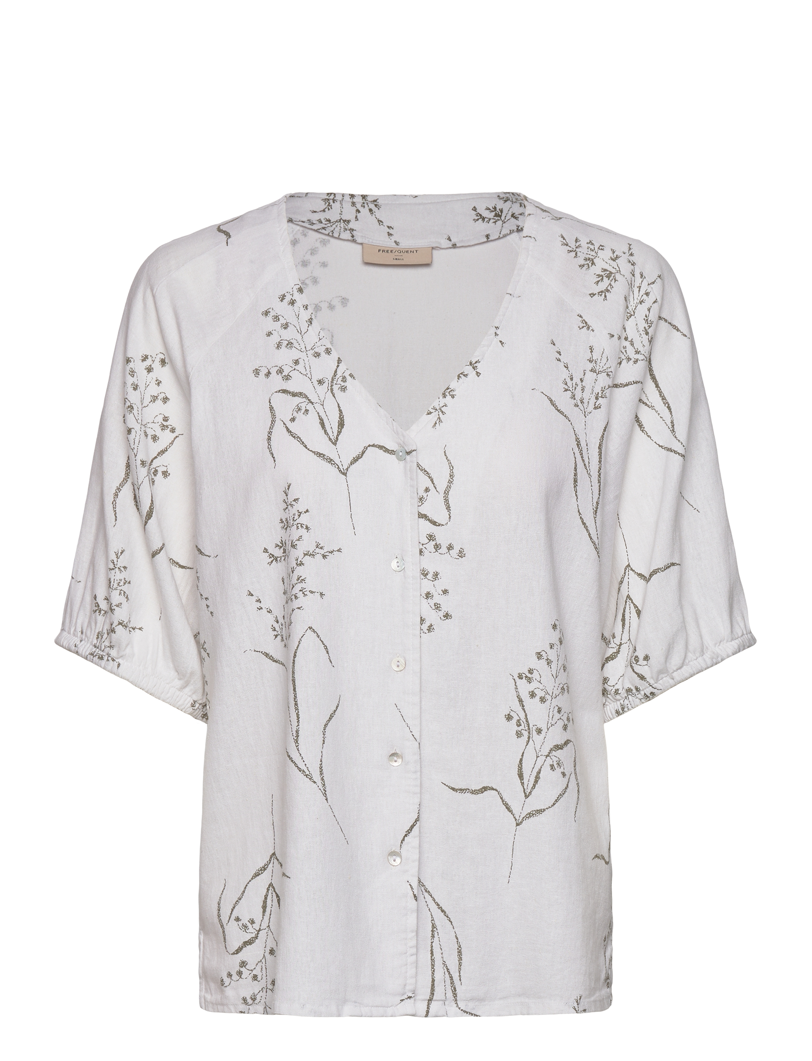 FREE/QUENT FQLALUNA-BLOUSE - Bluser - BRILLIANT WHITE W DEEP L GREEN / white