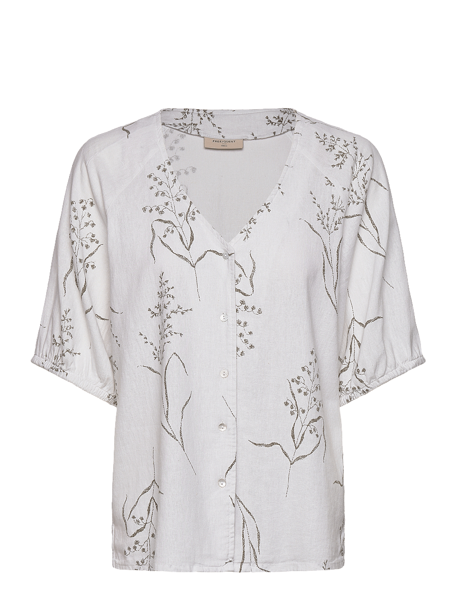 FREE/QUENT - FQLALUNA-BLOUSE - blusar med trekvartsärmar - brilliant white w deep l green - 1