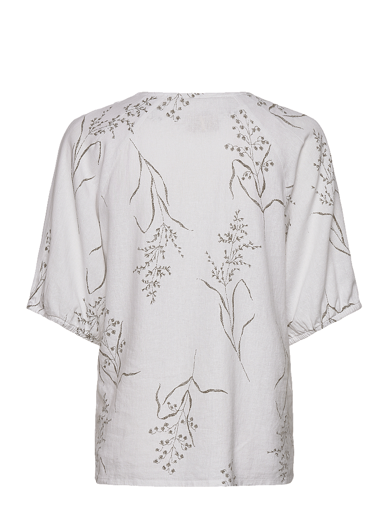 FREE/QUENT - FQLALUNA-BLOUSE - kortärmade blusar - brilliant white w deep l green - 2