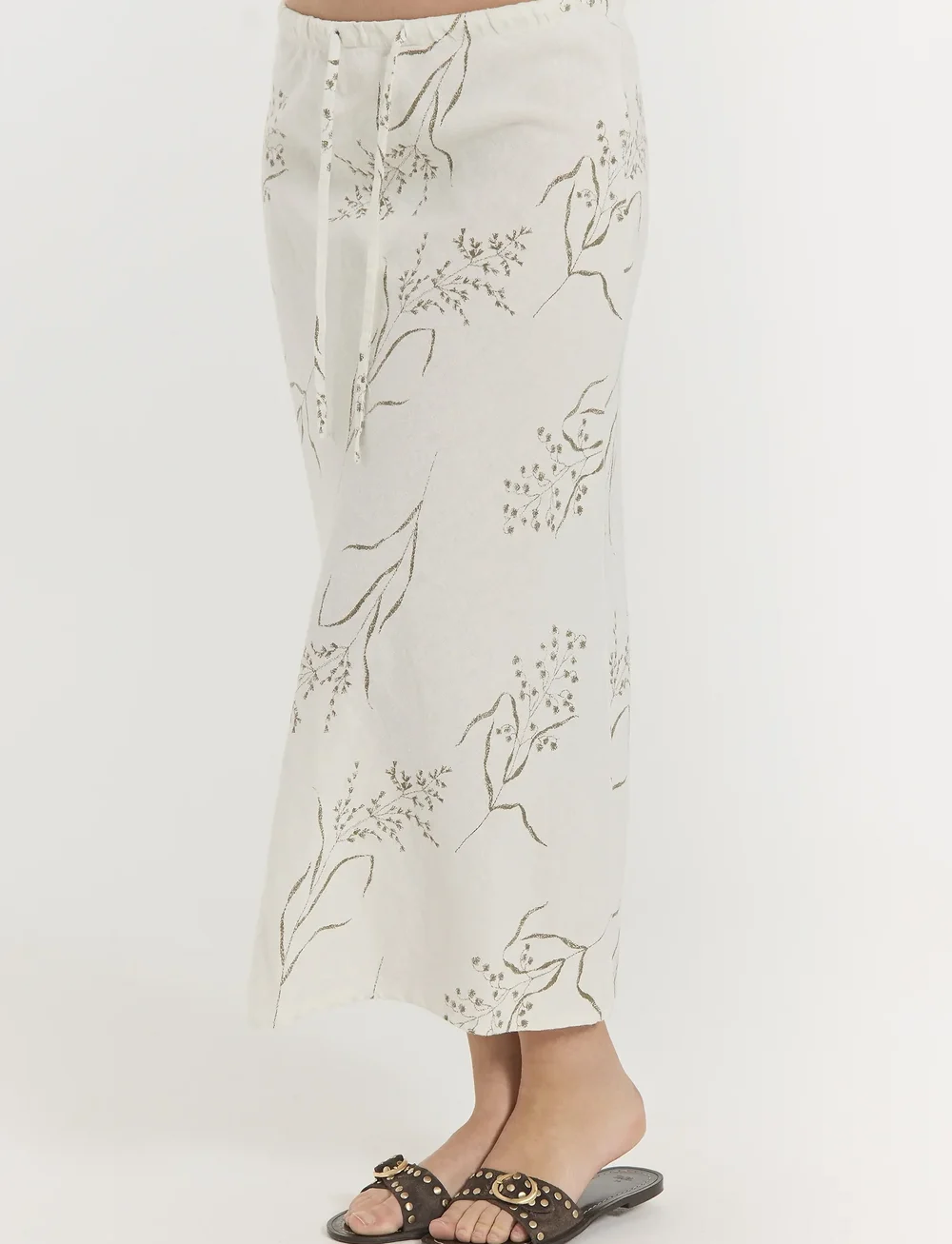 FREE/QUENT - FQLALUNA-SKIRT - midi-röcke - brilliant white w deep l green - 3