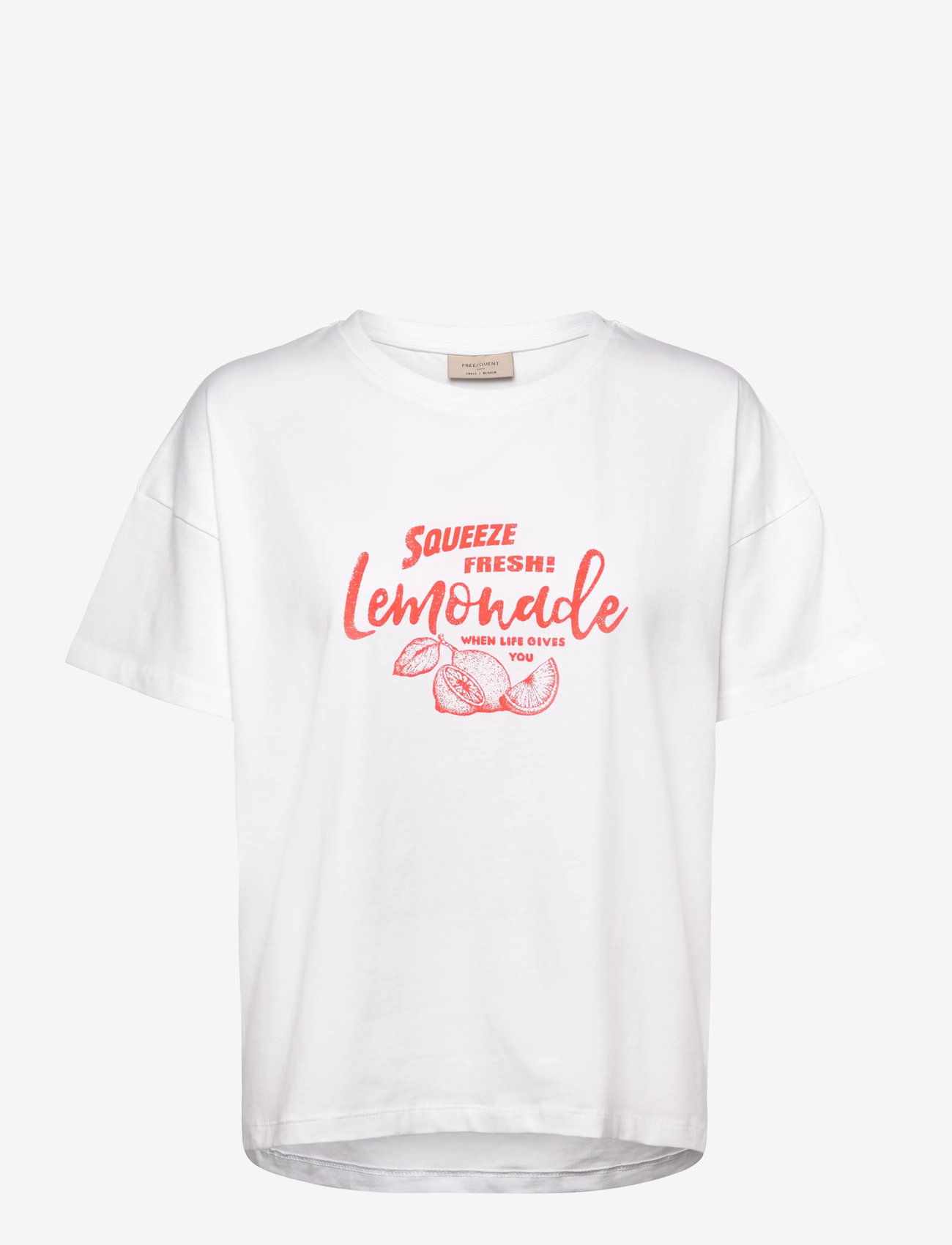 FREE/QUENT - T-shirt  - t-shirts - brilliant white w. hot coral - 0