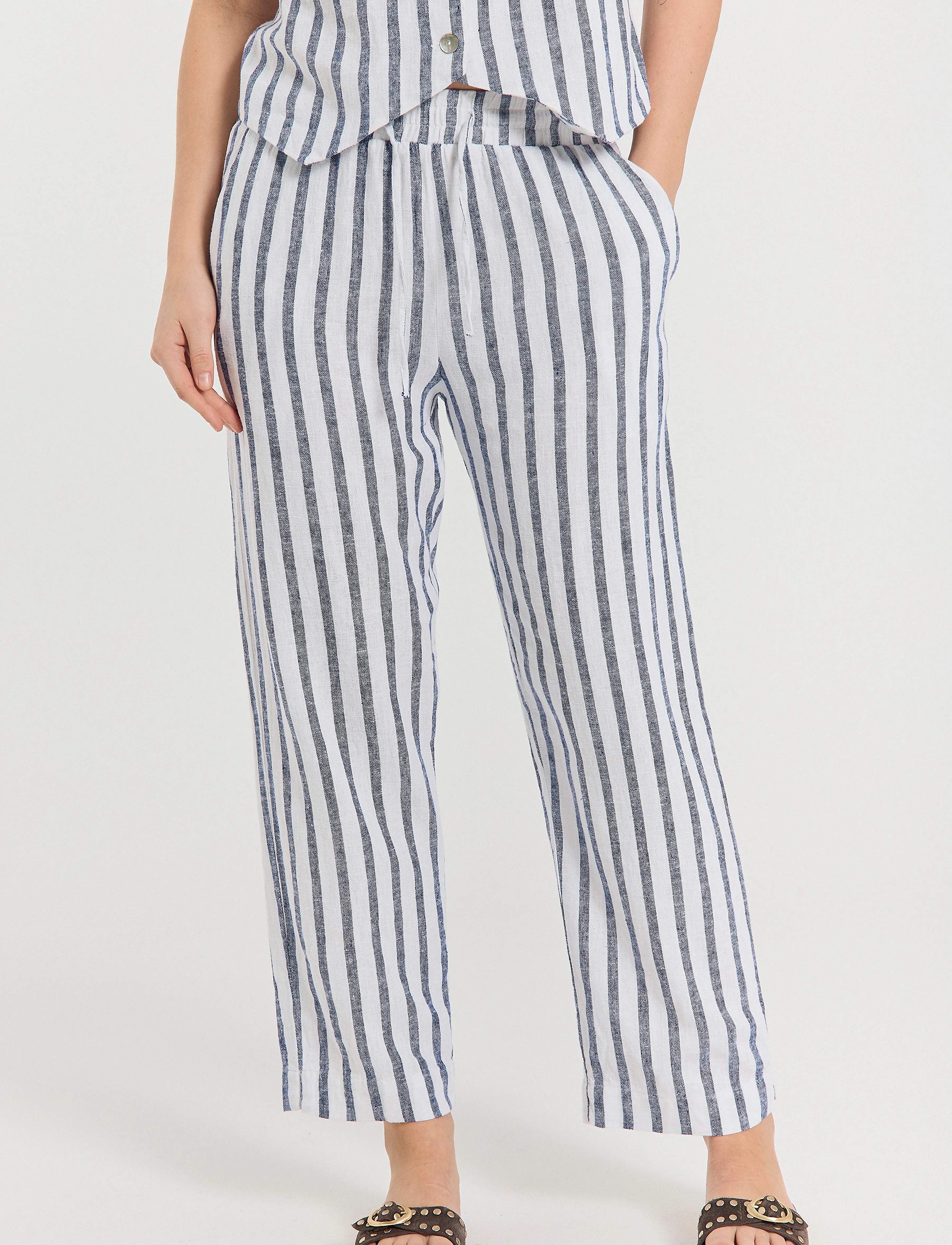 FREE/QUENT Pants - Tøj - BRILLIANT WHITE W DEEP ULTRAMA / multi