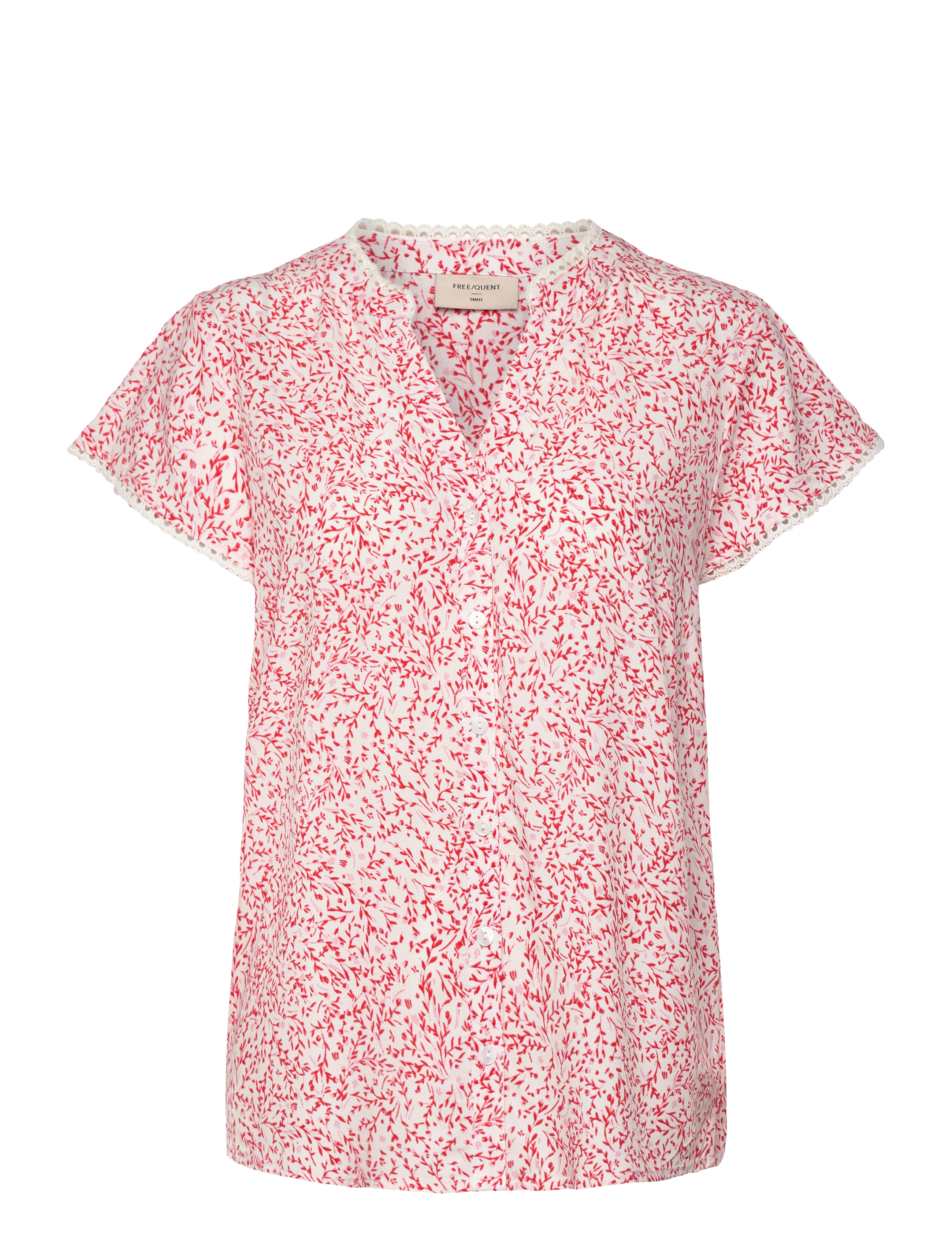 FREE/QUENT Blouse  - Bluser - BRILLIANT WHITE W. BITTERSWEET / red