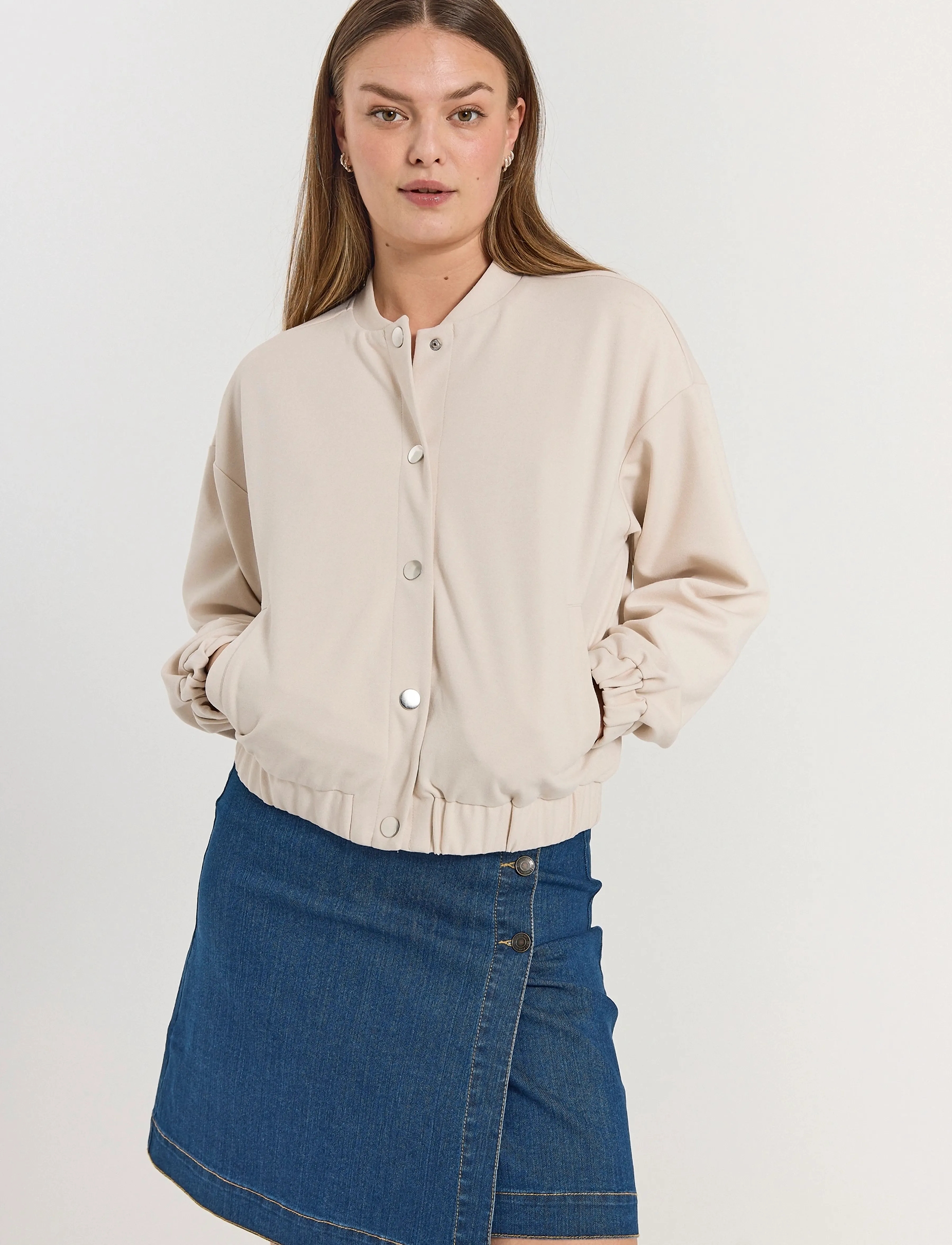 FREE/QUENT Fqnaya-Jacket, Kvinder, Bomberjakke, Beige, Str: M