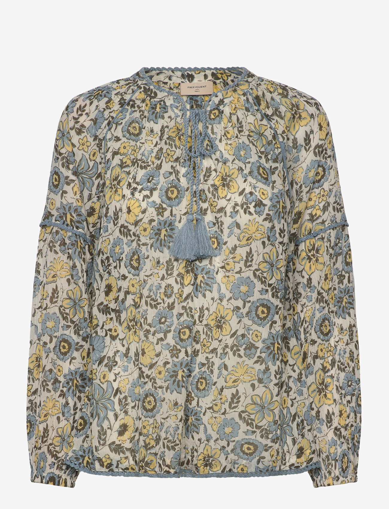 FREE/QUENT - Blouse  - pikkade varrukatega pluusid - star off-white w. chambray blu - 0