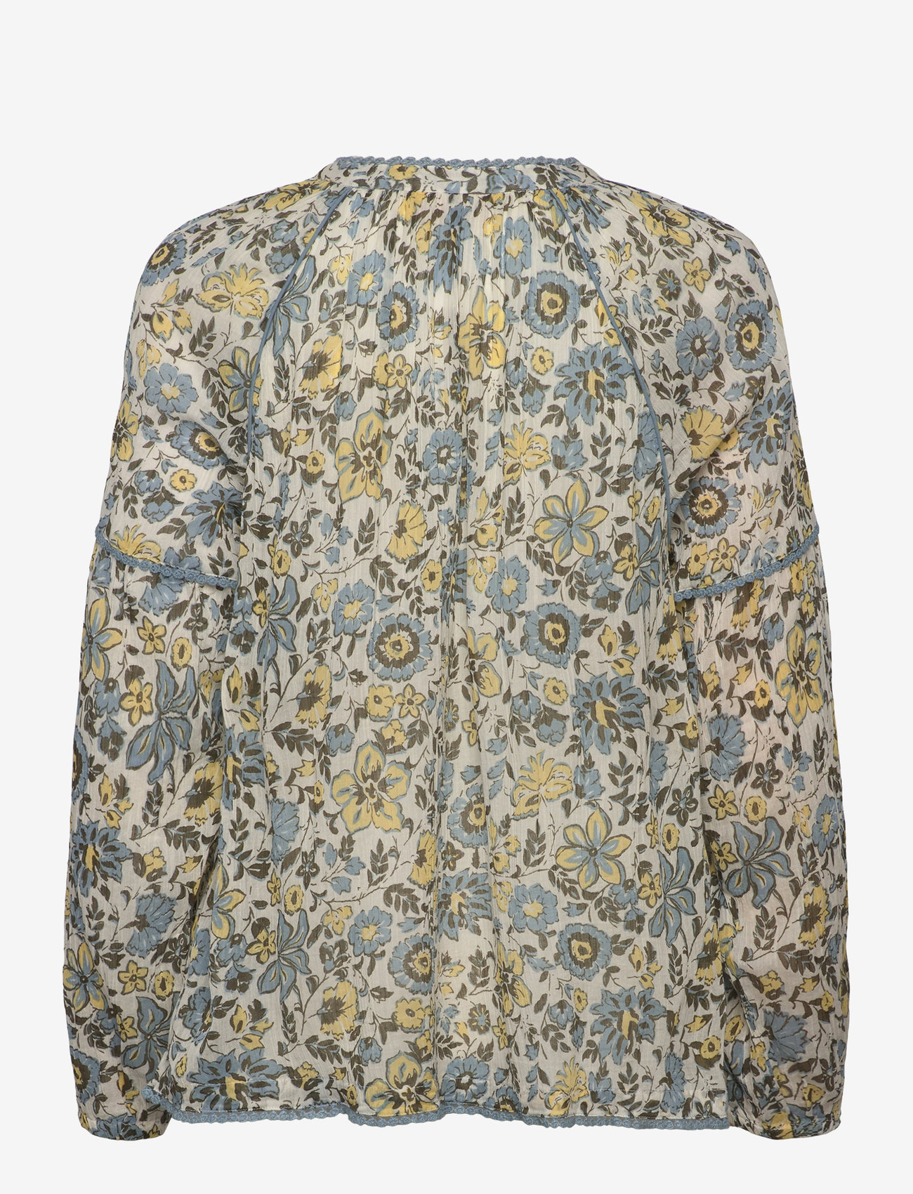 FREE/QUENT - Blouse  - pikkade varrukatega pluusid - star off-white w. chambray blu - 1