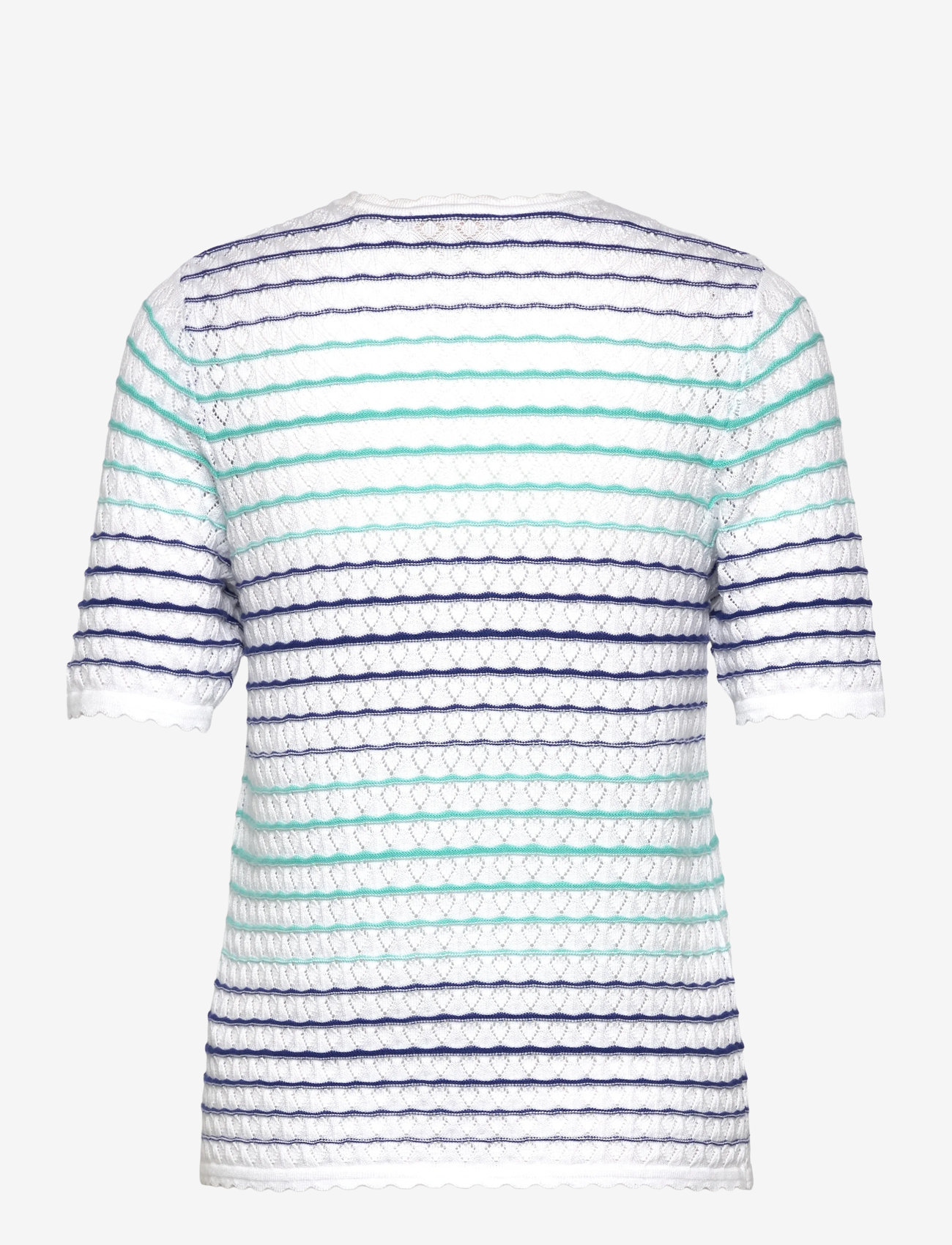 FREE/QUENT - Pullover from Freequent in a soft material with a knitted pattern and stripes. T - stickade tröjor - brilliant white w deep ultrama - 1