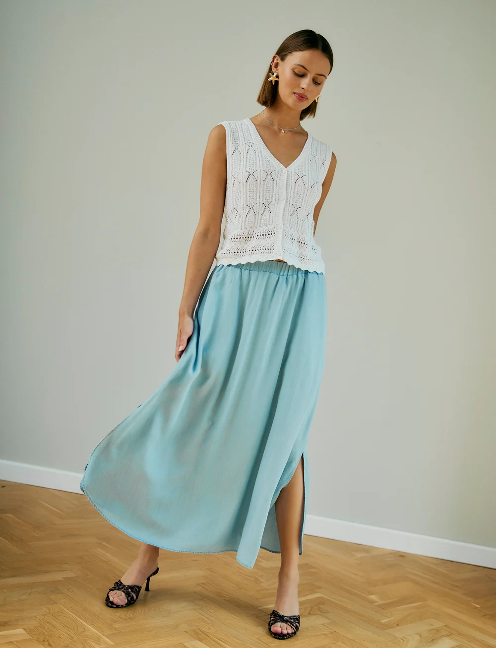 FREE/QUENT - FQCARLY-SKIRT - midi-röcke - medium blue denim - 0