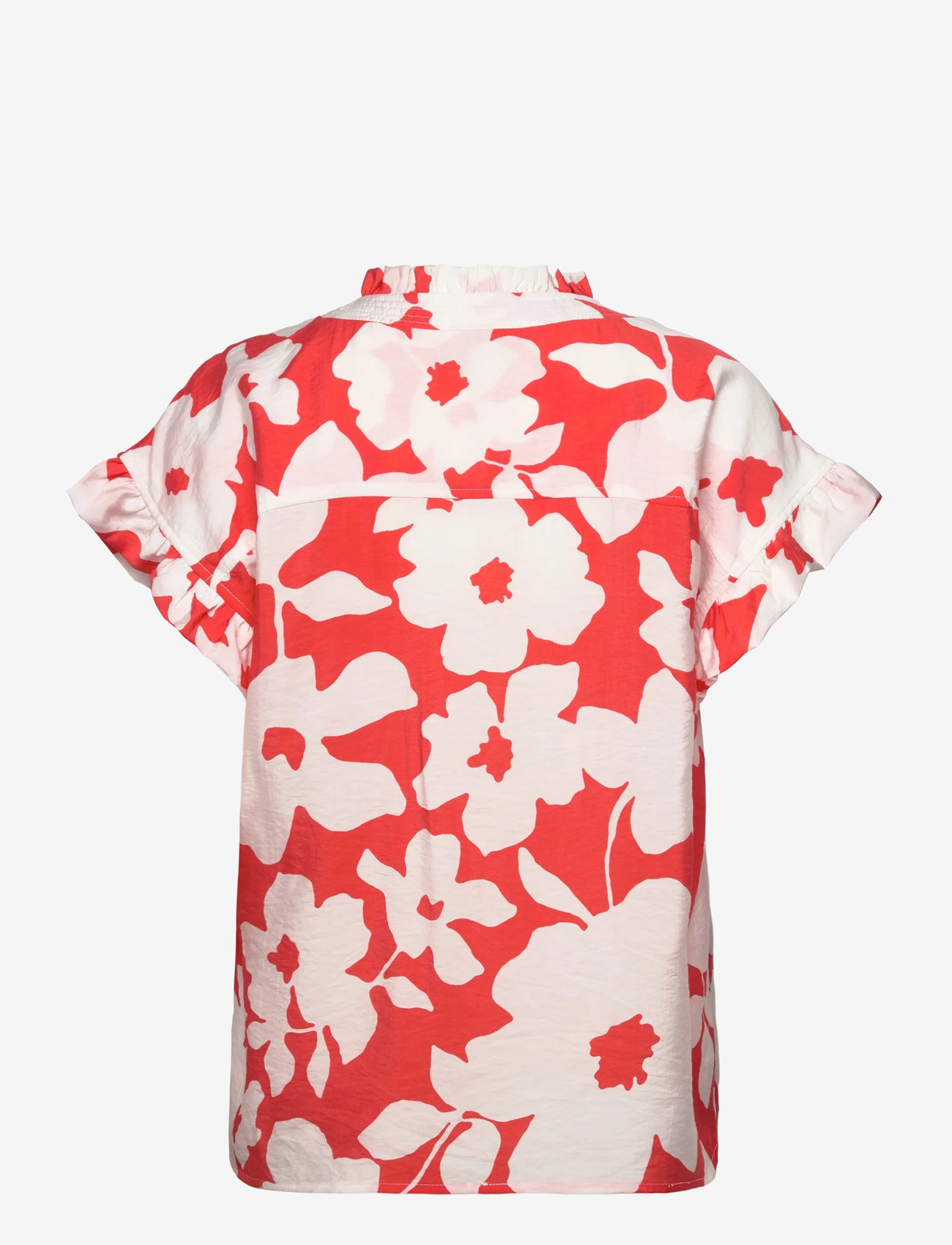 FREE/QUENT - Blouse - kortärmade skjortor - brilliant white w. hot coral - 1