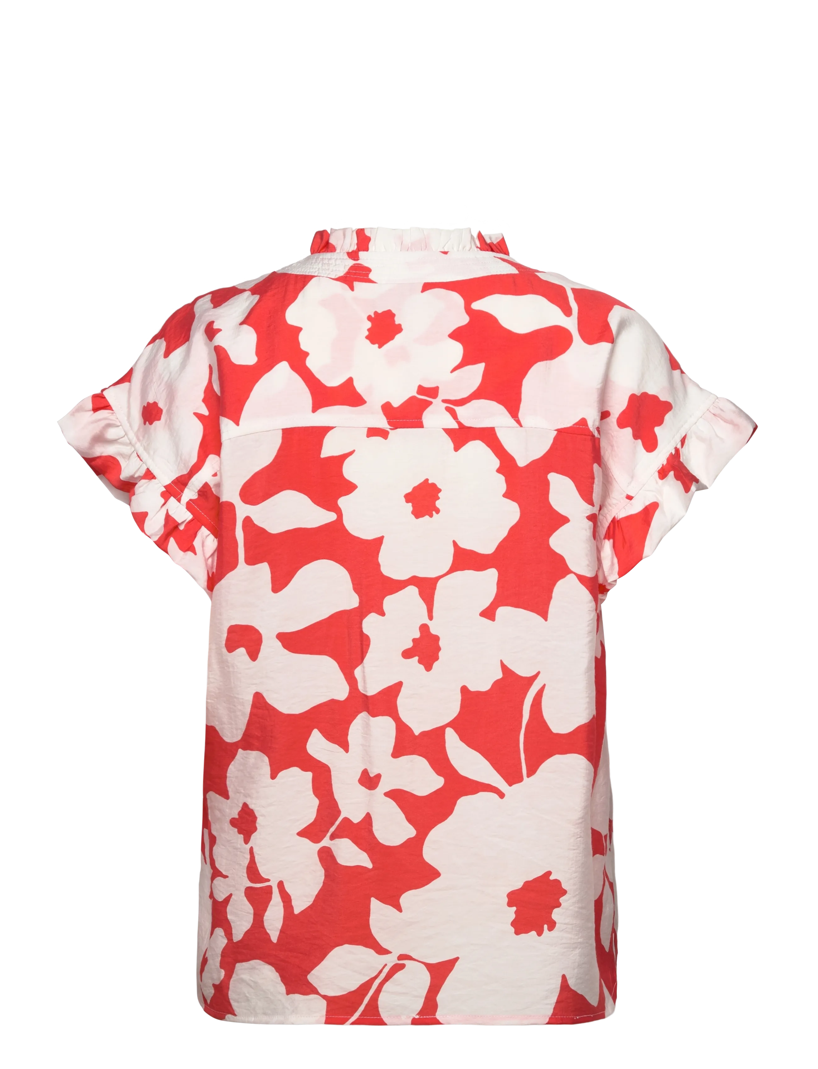 FREE/QUENT - Blouse - kortærmede skjorter - brilliant white w. hot coral - 1