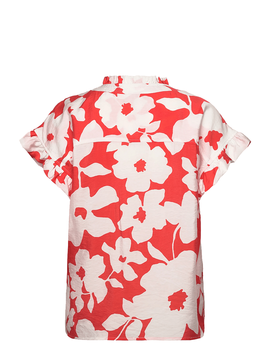 FREE/QUENT - Blouse - kortærmede skjorter - brilliant white w. hot coral - 1