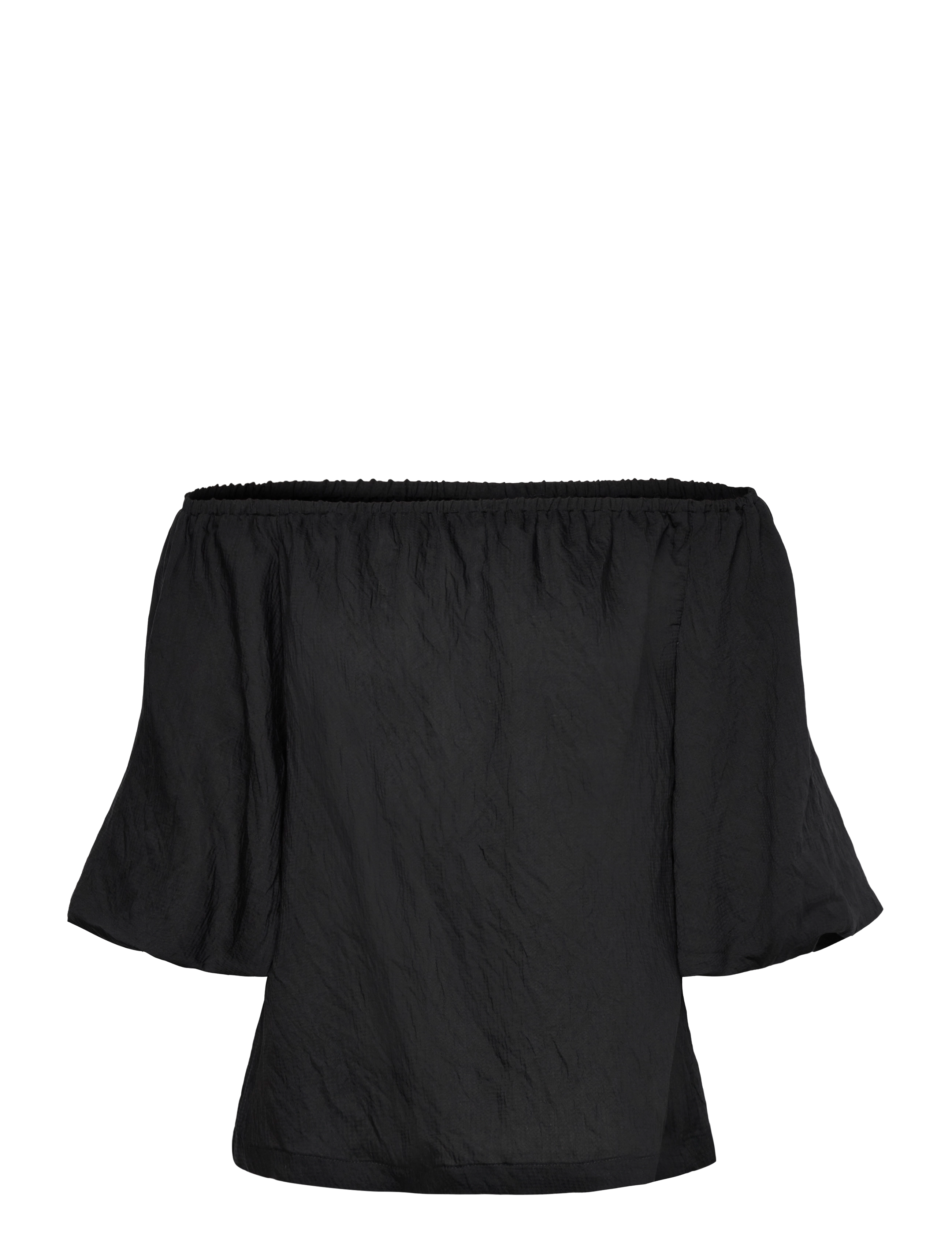 FREE/QUENT Off-Shoulder Blouse, Kvinder, Off-shoulder Bluse, Sort, Str: XL