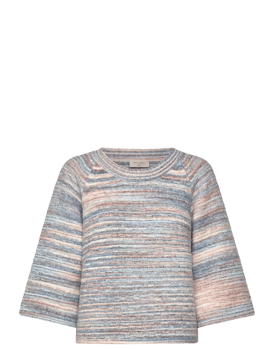 FREE/QUENT - Pullover - striktrøjer - star off-white w. baby blue - 1