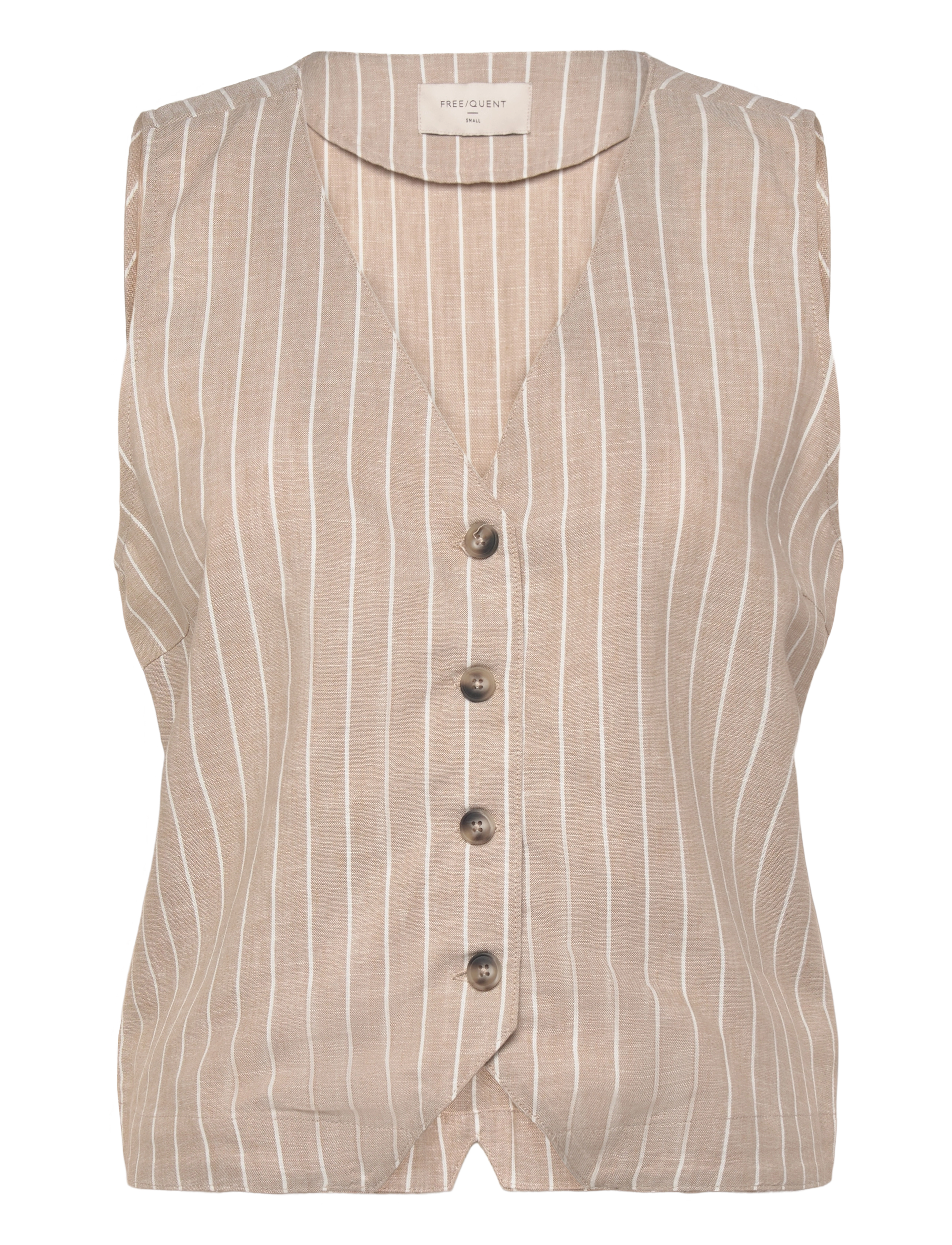 FREE/QUENT - Waistcoat from Freequent in a light material with stripes. The waistcoat is simp - sand mel w. star off-white - 1