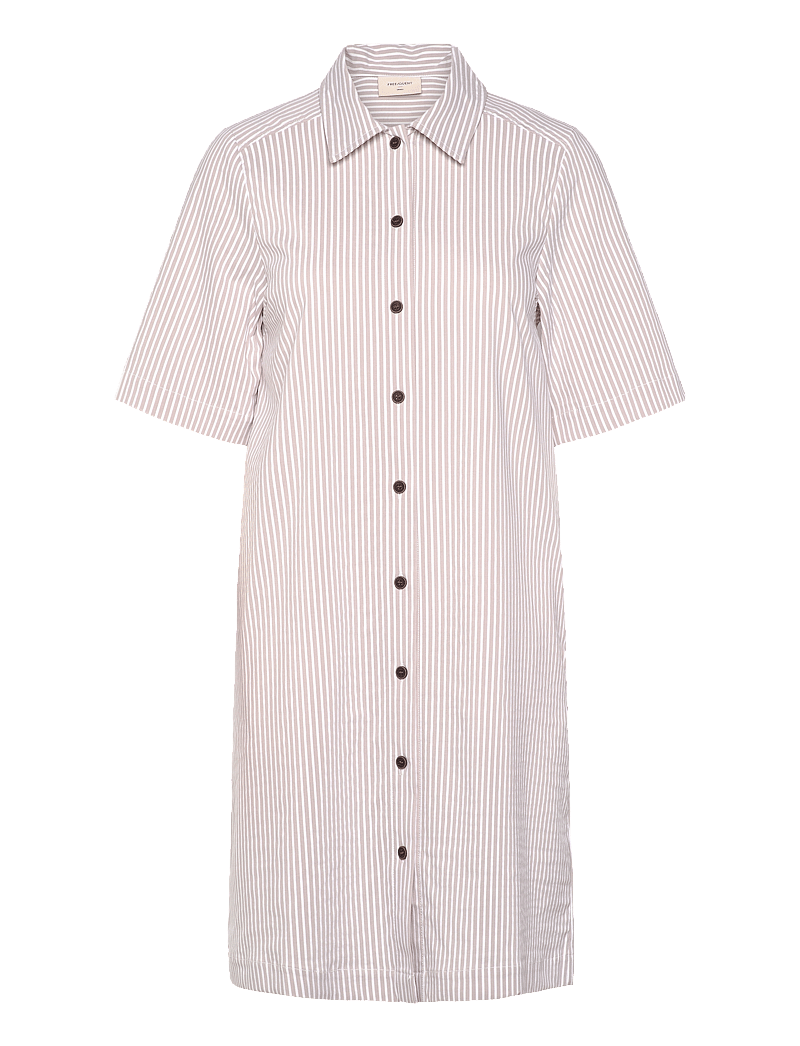 FREE/QUENT - Shirt dress - särkkleidid - simply taupe w. star off-white - 0