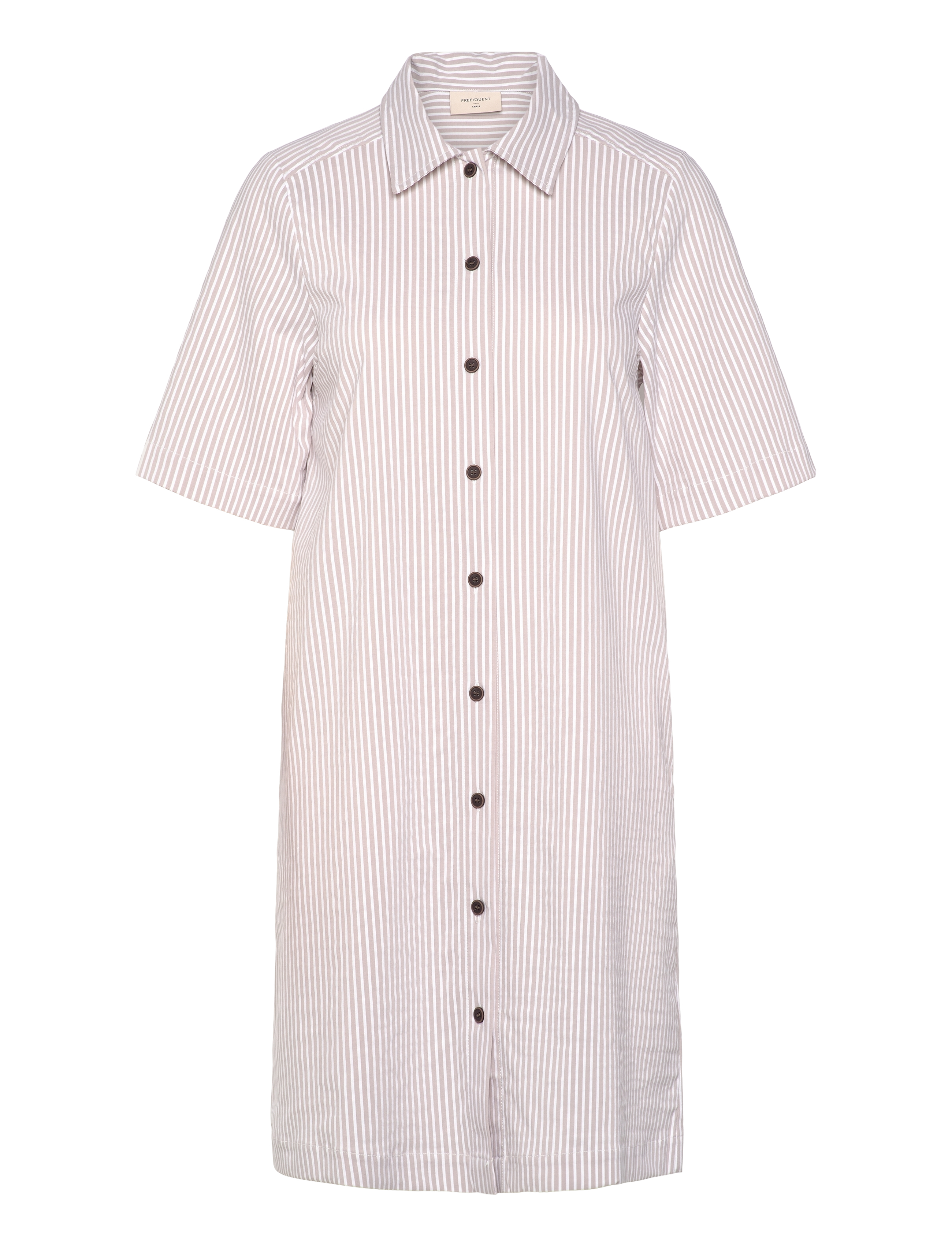 FREE/QUENT Shirt dress  - Tøj - SIMPLY TAUPE W. STAR OFF-WHITE / beige