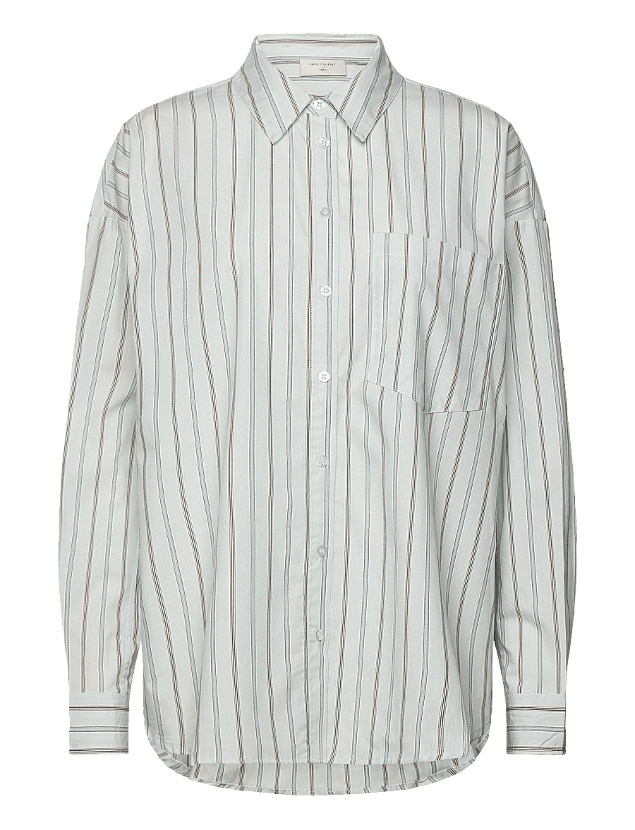 FREE/QUENT - FQERINA-SHIRT - long-sleeved shirts - star off-white w. baby blue - 1