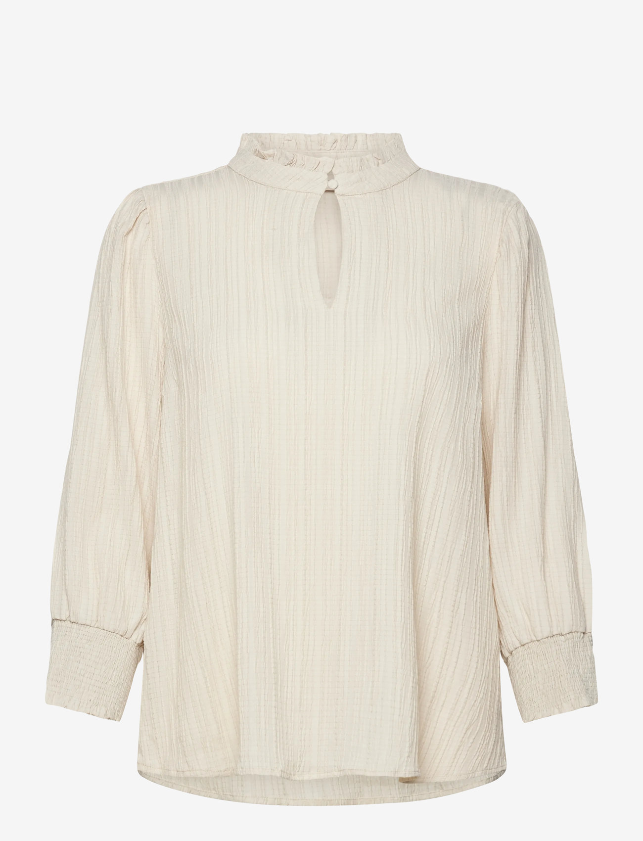 FREE/QUENT - Blouse from Freequent in a light material of recycled polyester with a fine text - langärmlige blusen - moonbeam - 0