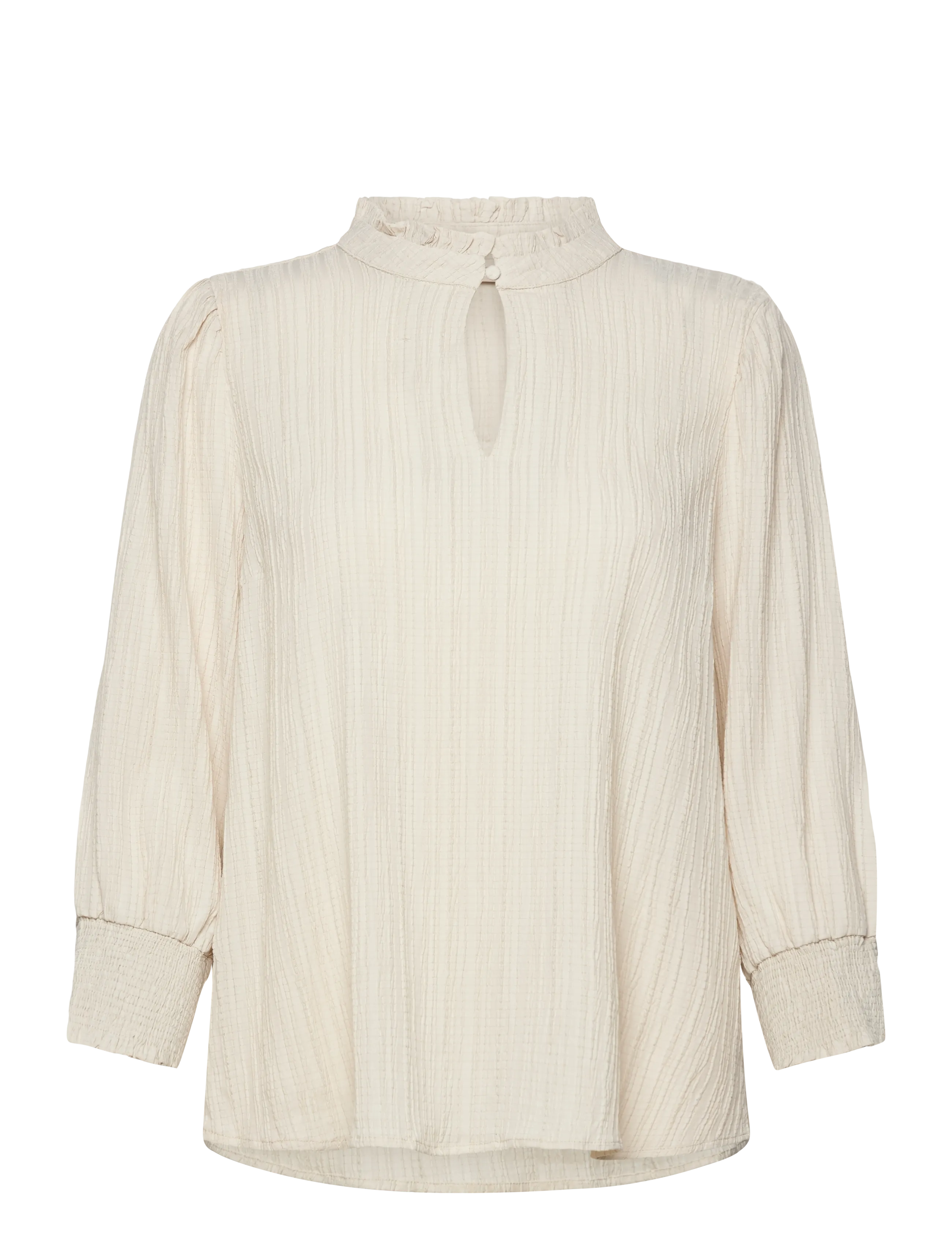 Blouse from Freequent in a light material of recycled polyester with a fine text - MOONBEAM