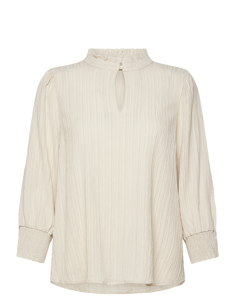 FREE/QUENT - Blouse from Freequent in a light material of recycled polyester with a fine text - langærmede bluser - moonbeam - 0