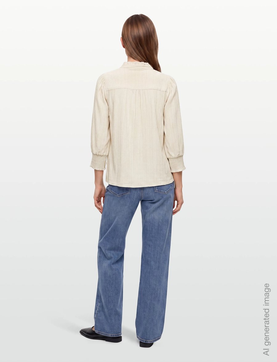 FREE/QUENT - Blouse from Freequent in a light material of recycled polyester with a fine text - langärmelige blusen - moonbeam - 4