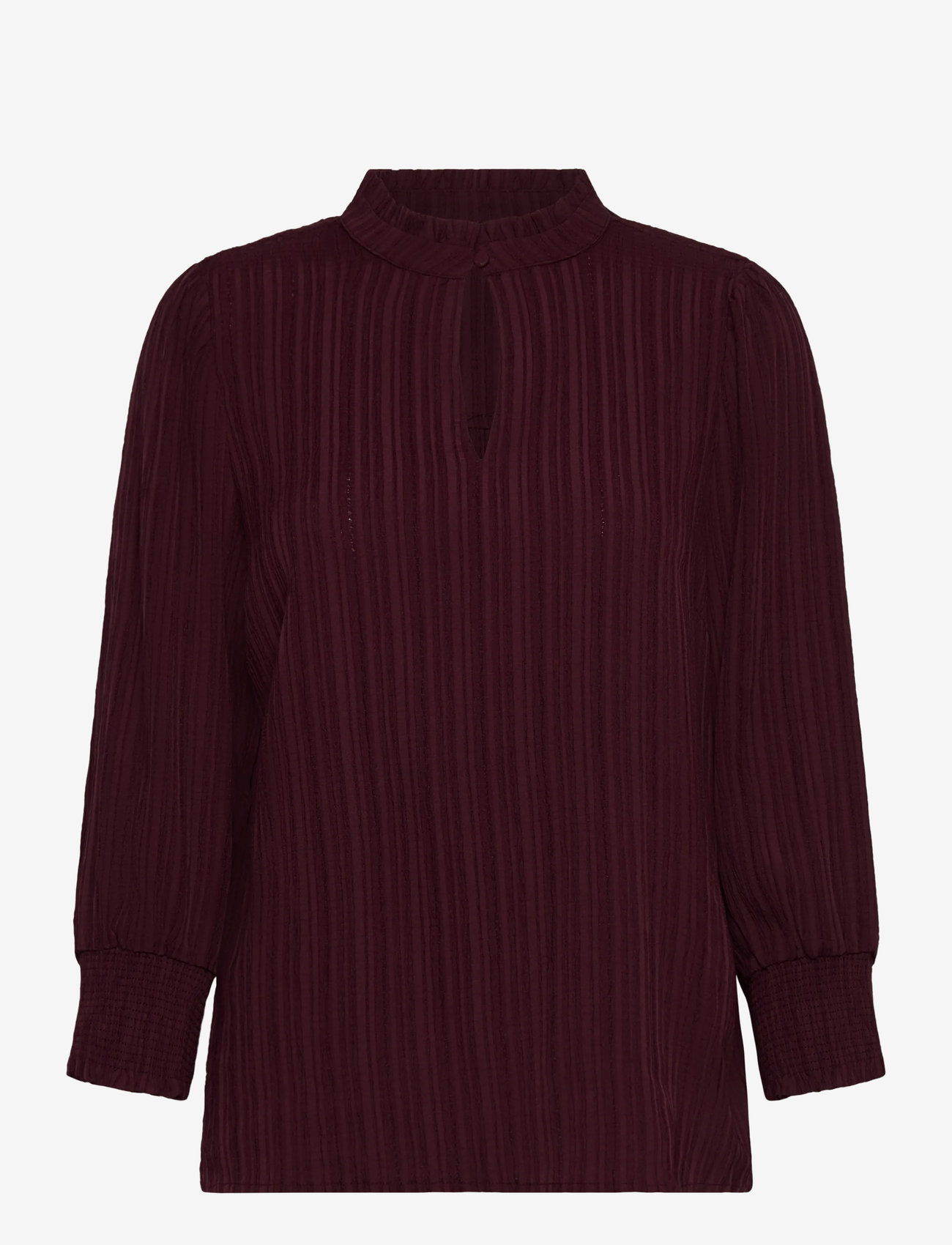 FREE/QUENT - Blouse from Freequent in a light material of recycled polyester with a fine text - langærmede bluser - port royale - 0