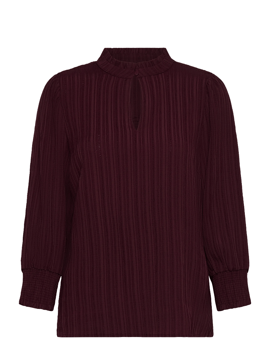 FREE/QUENT - Blouse from Freequent in a light material of recycled polyester with a fine text - blouses à manches longues - port royale - 0