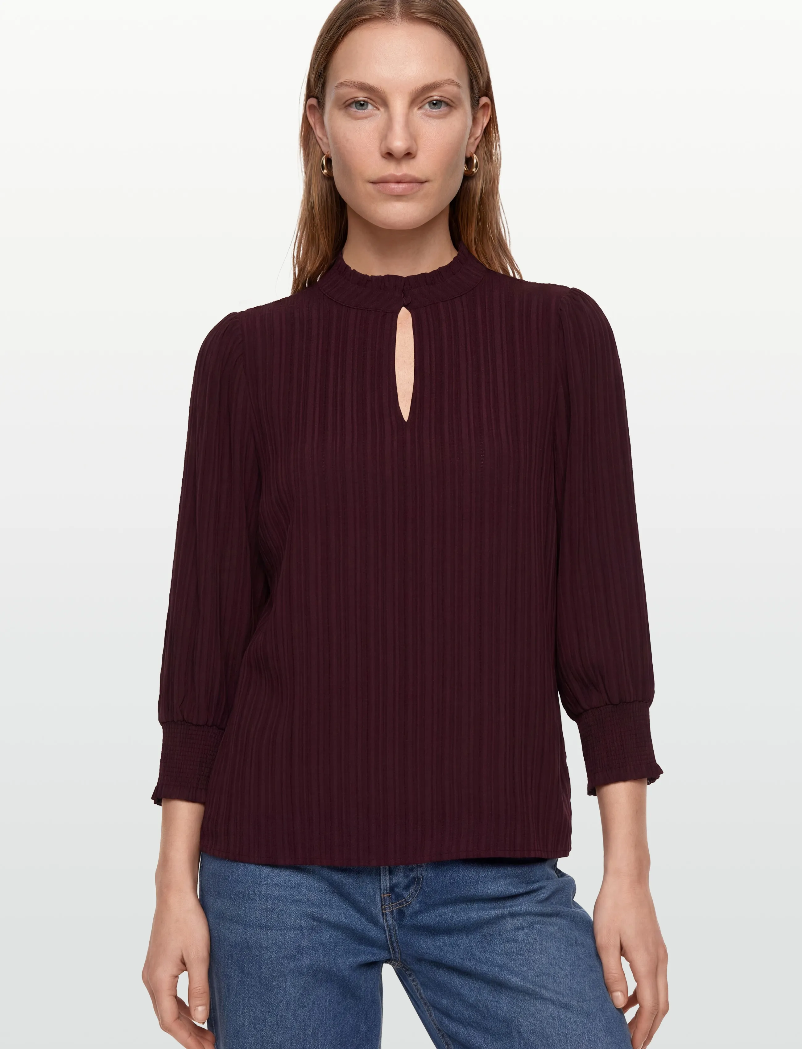 FREE/QUENT - Blouse from Freequent in a light material of recycled polyester with a fine text - pikkade varrukatega pluusid - port royale - 3