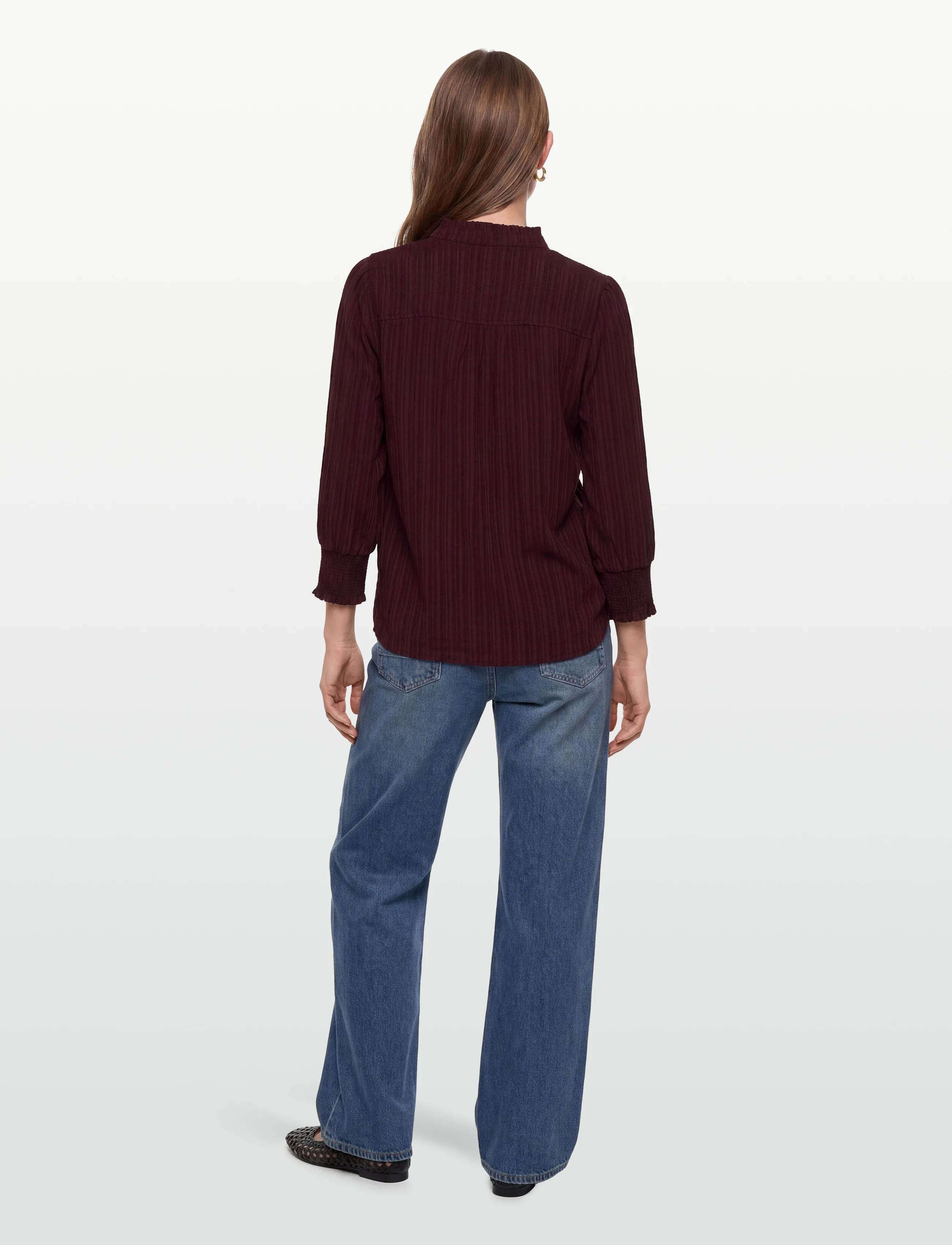 FREE/QUENT - Blouse from Freequent in a light material of recycled polyester with a fine text - pikkade varrukatega pluusid - port royale - 4