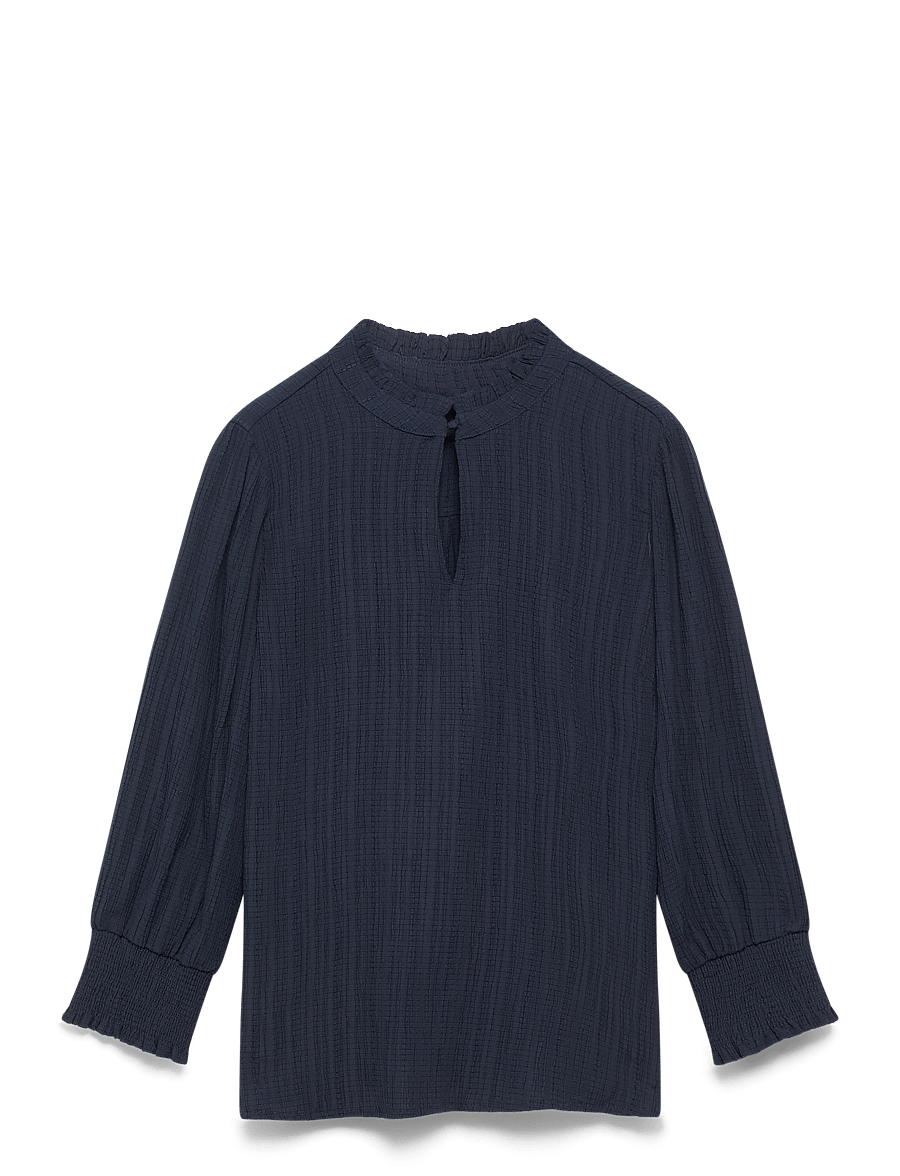 FREE/QUENT - Blouse from Freequent in a light material of recycled polyester with a fine text - langærmede bluser - salute - 1