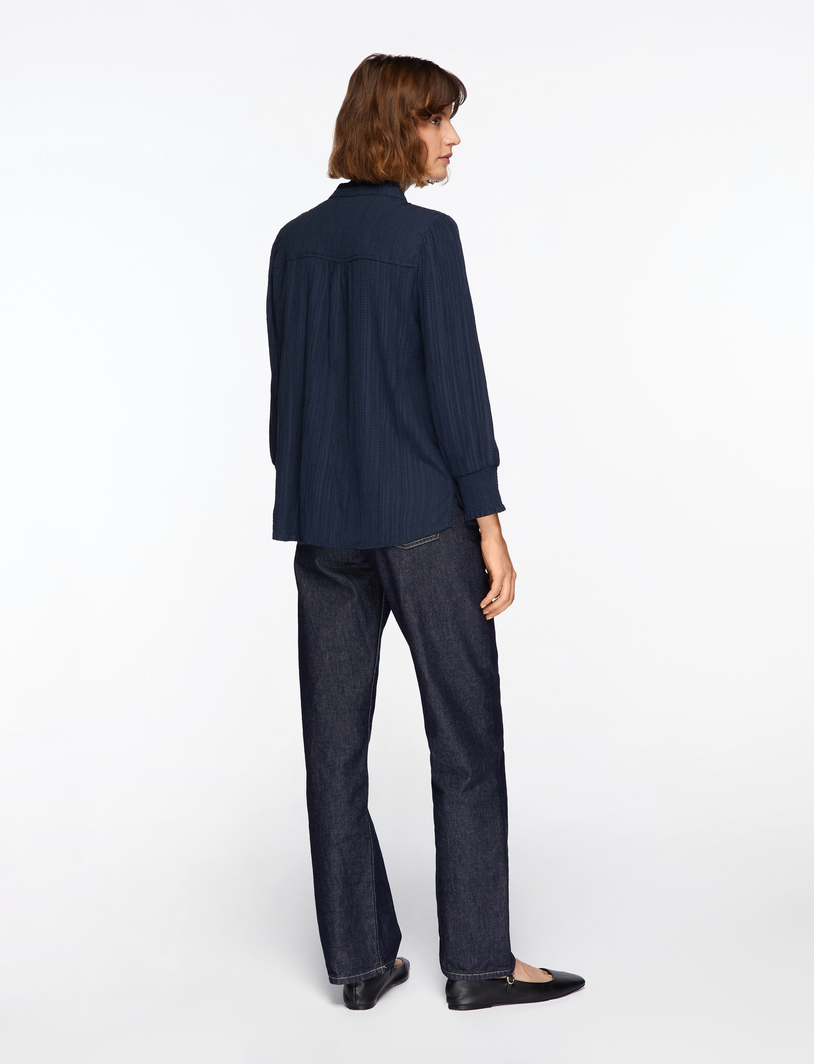 FREE/QUENT - Blouse from Freequent in a light material of recycled polyester with a fine text - langærmede bluser - salute - 4